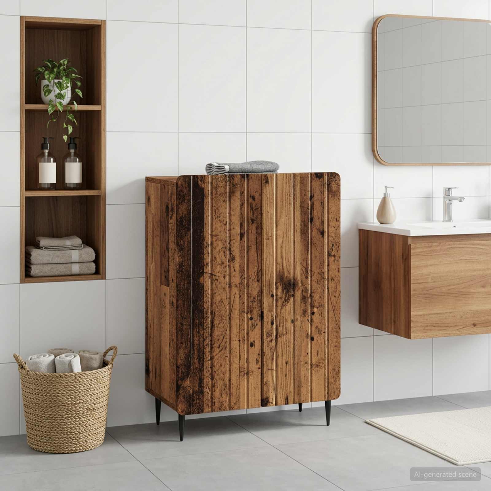 vidaXL Badrumsskrubb ZWOLLE Gammalt trä 59,5 x 31 x 79,5 cm