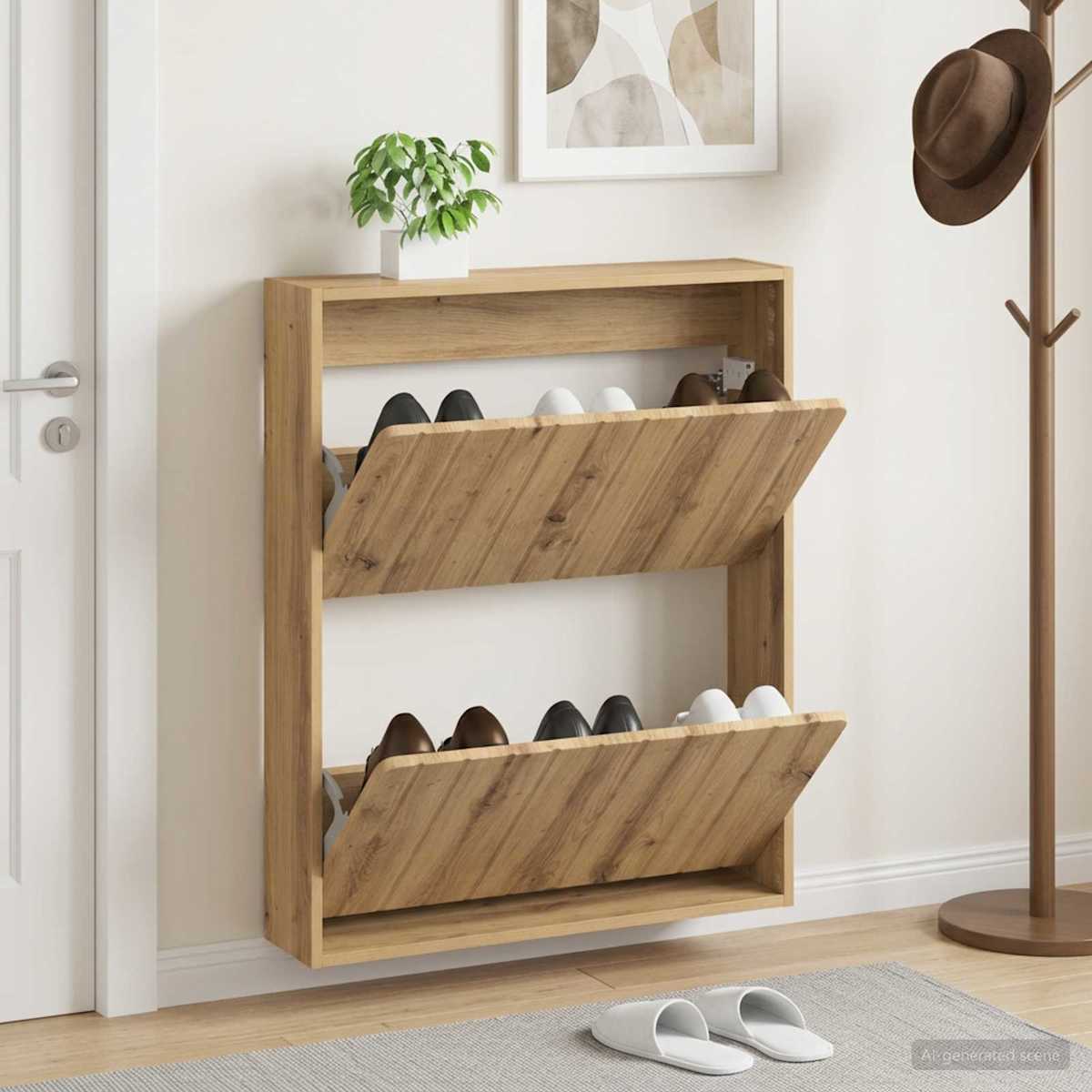 Vægmonteret Skoskab ZWOLLE 71 x 17 x 86 cm Konstrueret træ
