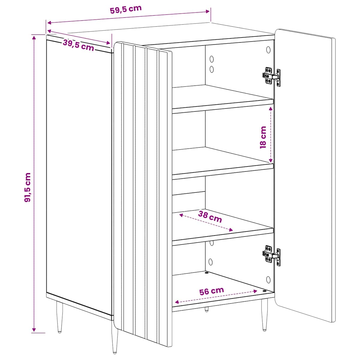 Sko skab ZWOLLE 59,5 x 39,5 x 91,5 cm Konstrueret træ - Billede 10