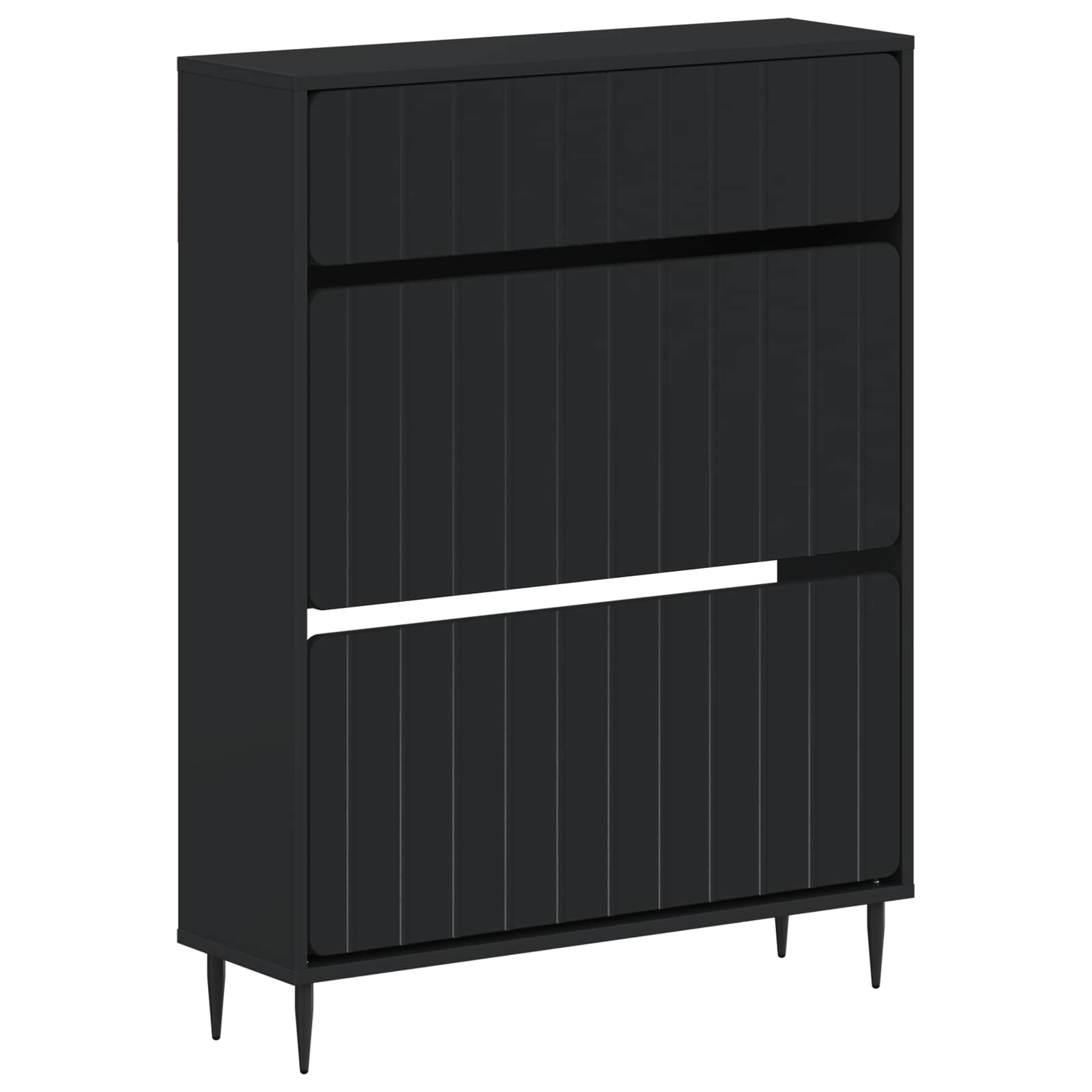 Schoenenkast ZWOLLE 78 x 24 x 103 cm Bewerkt hout Zwart image 1