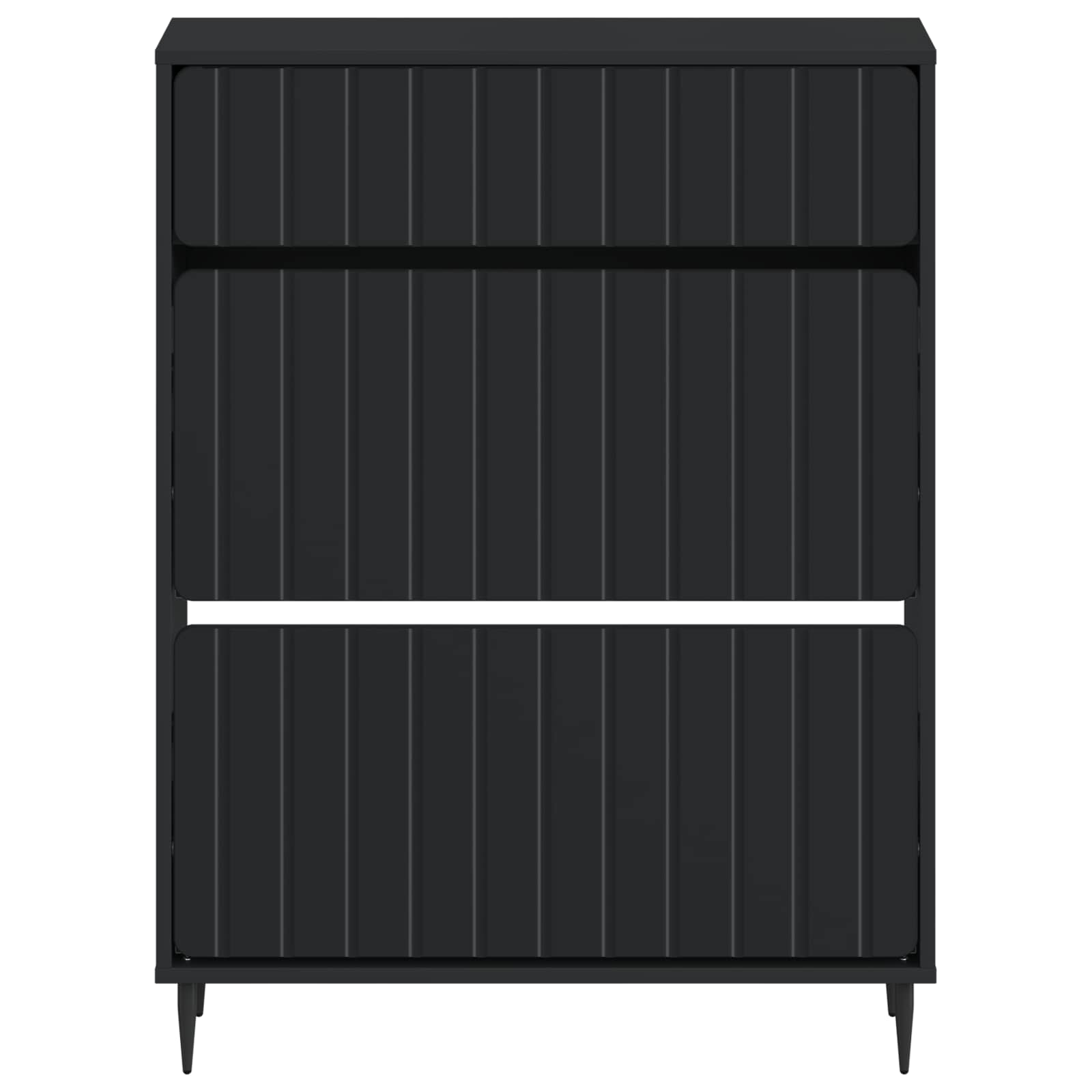 Schoenenkast ZWOLLE 78 x 24 x 103 cm Bewerkt hout Zwart image 3