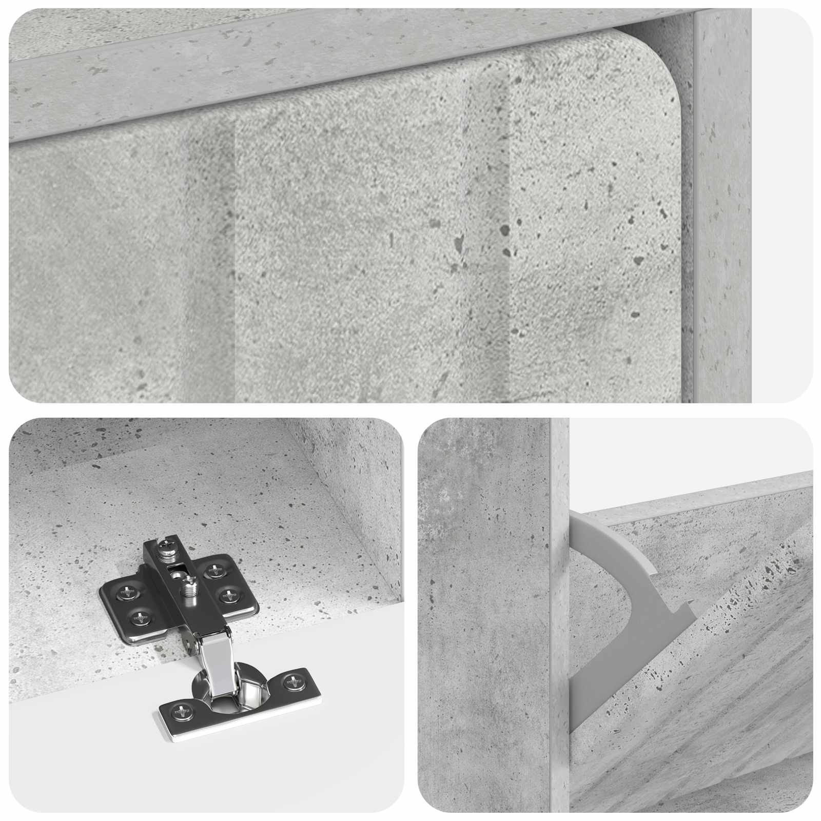 Schoenenkast ZWOLLE 78 x 24 x 103 cm Bewerkt hout Betongrijs image 6