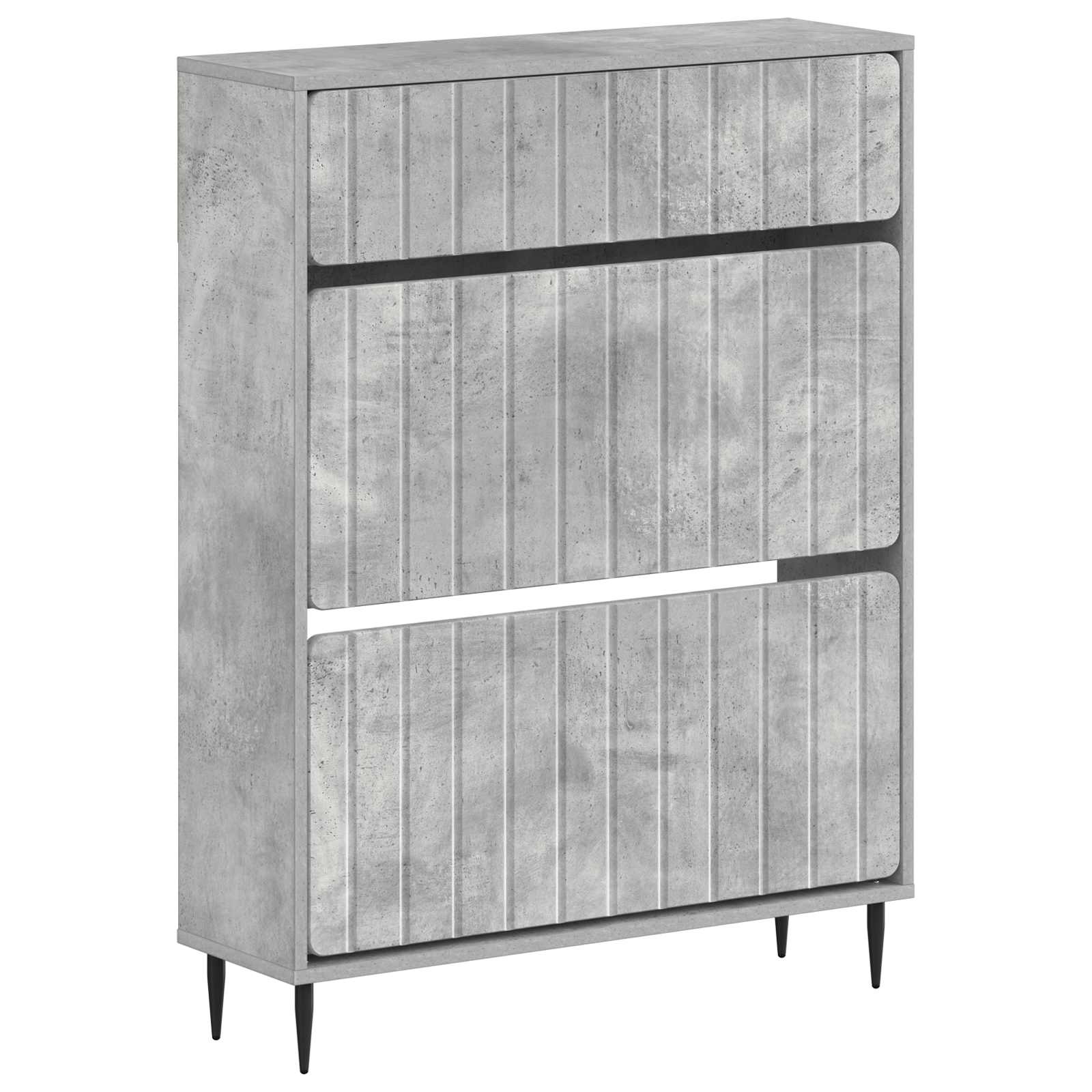 Schoenenkast ZWOLLE 78 x 24 x 103 cm Bewerkt hout Betongrijs image 1