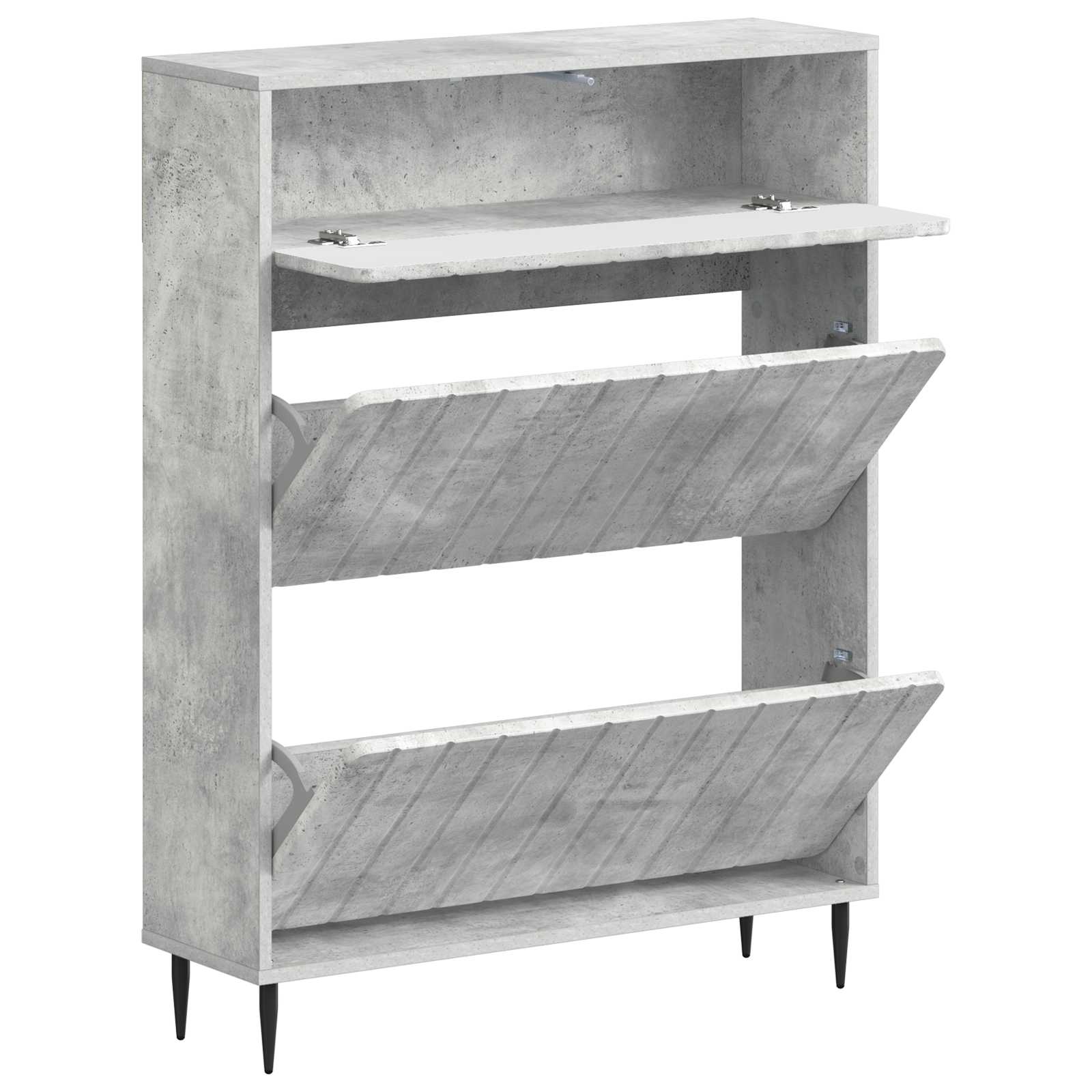 Schoenenkast ZWOLLE 78 x 24 x 103 cm Bewerkt hout Betongrijs image 2