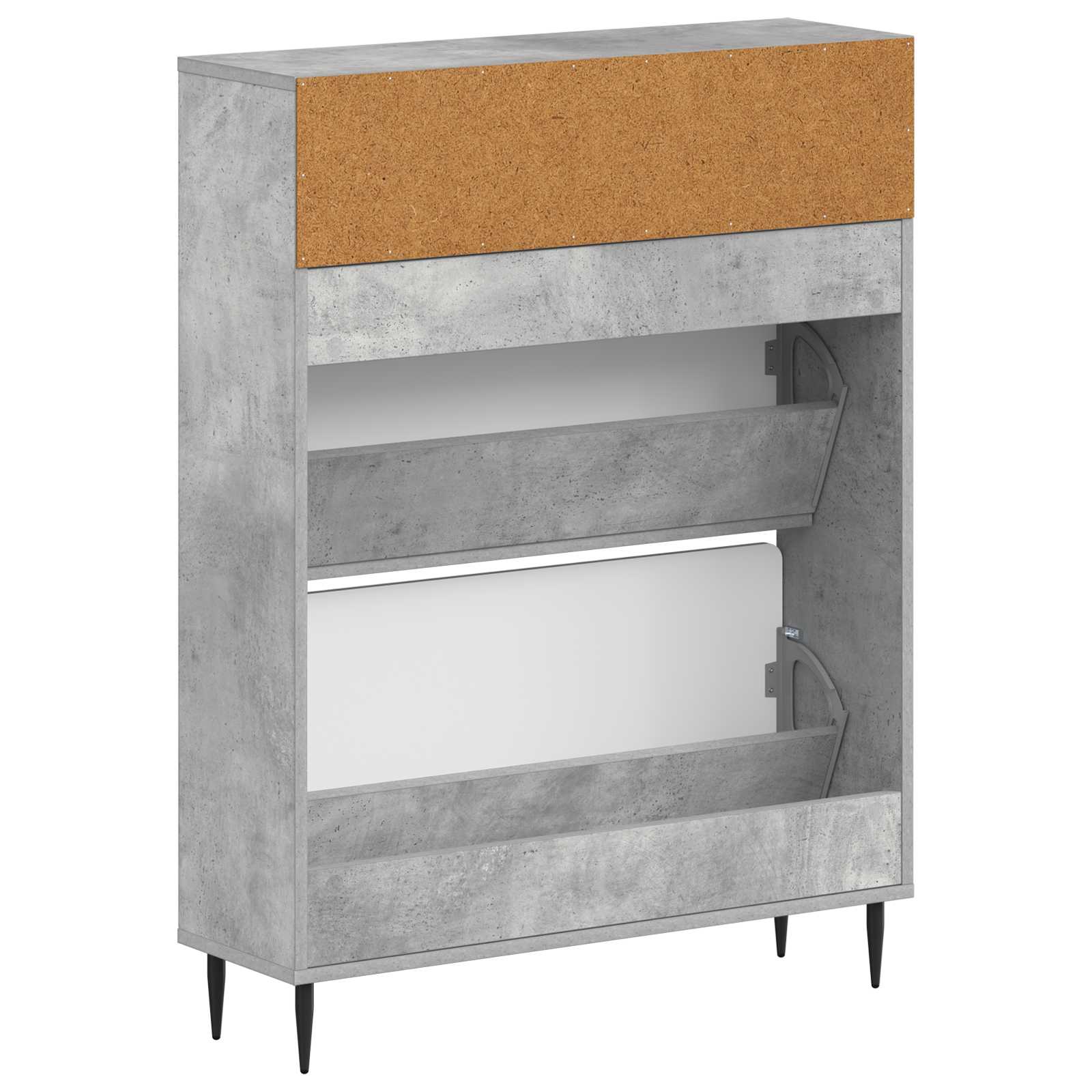 Schoenenkast ZWOLLE 78 x 24 x 103 cm Bewerkt hout Betongrijs image 5