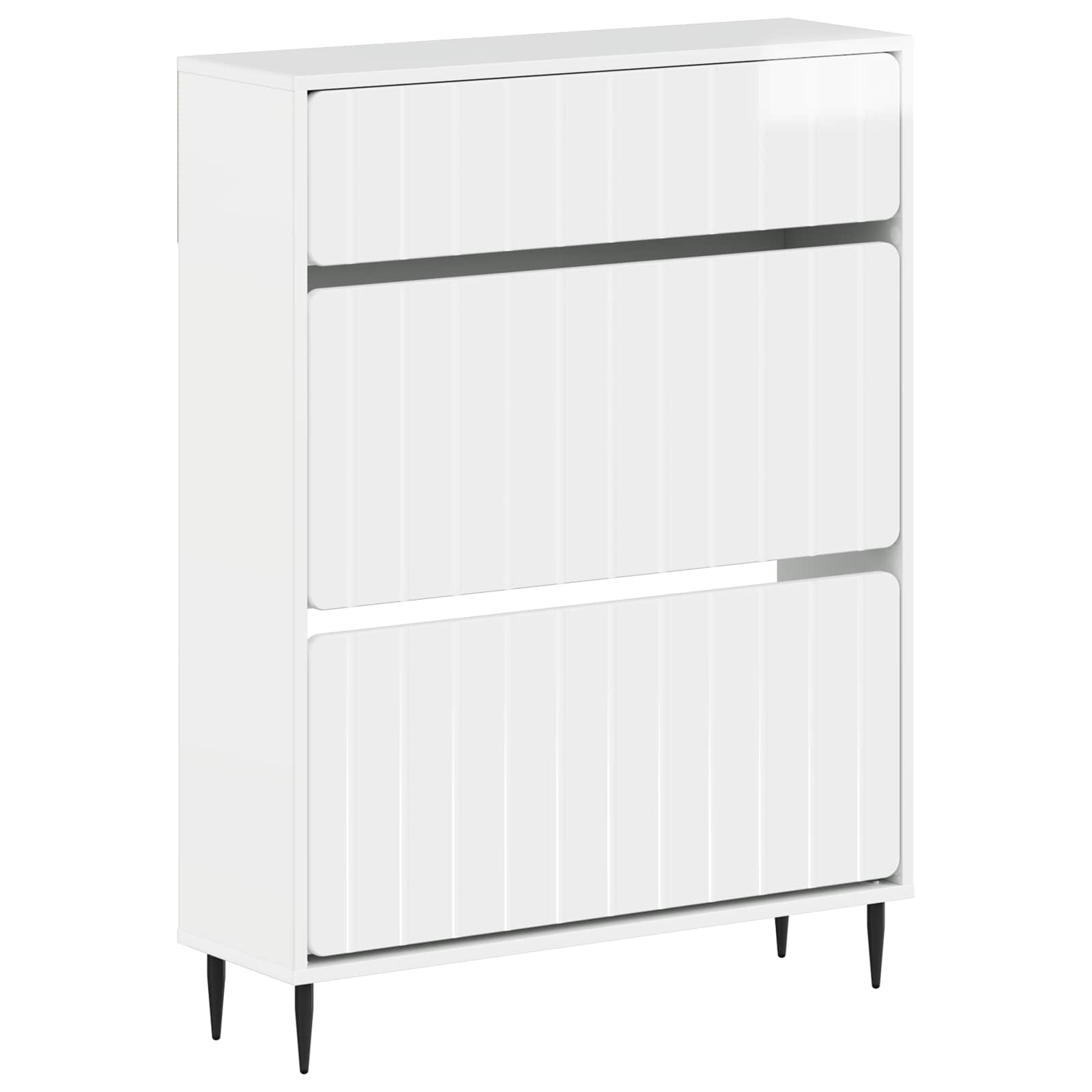 Schoenenkast ZWOLLE 78 x 24 x 103 cm Bewerkt hout Hoogglans Wit image 1
