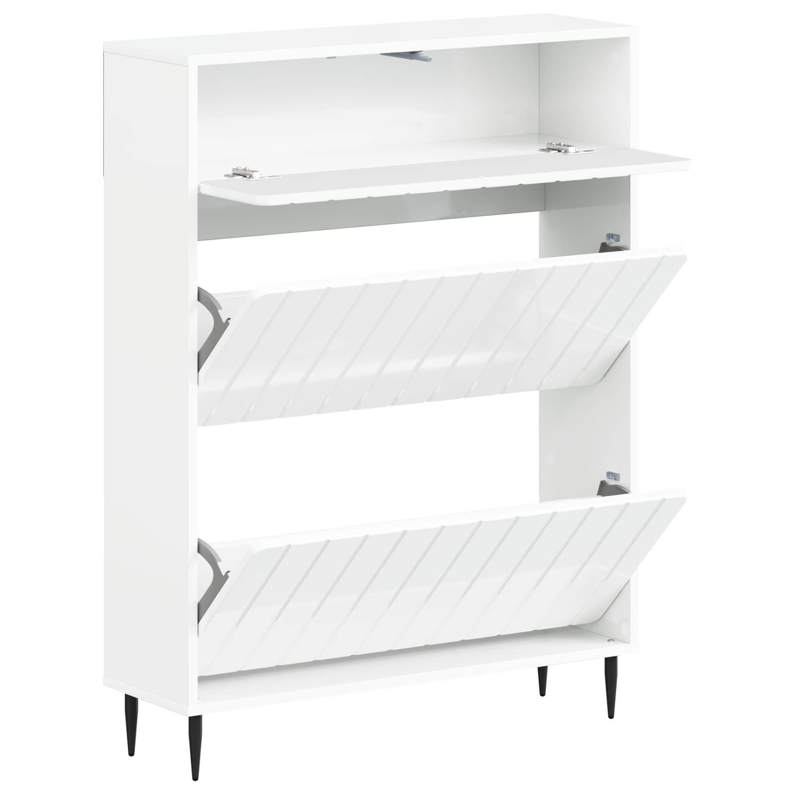 Schoenenkast ZWOLLE 78 x 24 x 103 cm Bewerkt hout Hoogglans Wit image 2