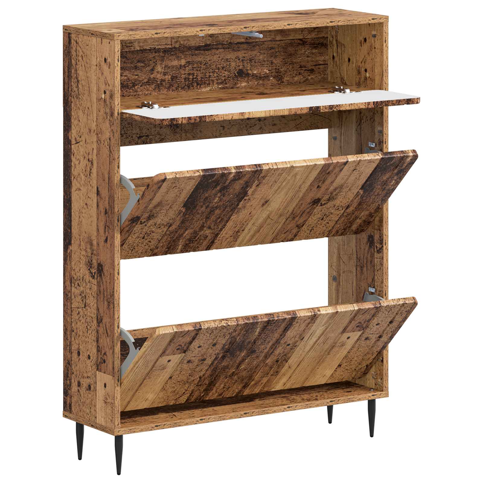 Schoenenkast ZWOLLE 78 x 24 x 103 cm Bewerkt hout Oud hout image 2