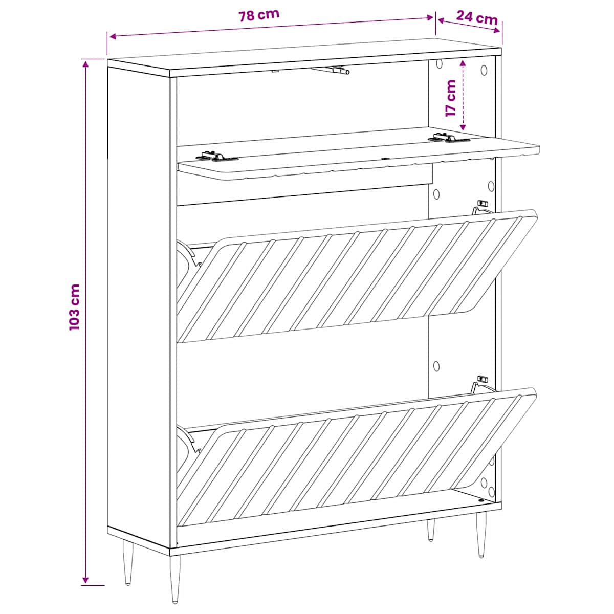 Sko skab ZWOLLE 78 x 24 x 103 cm Konstrueret træ - Billede 9