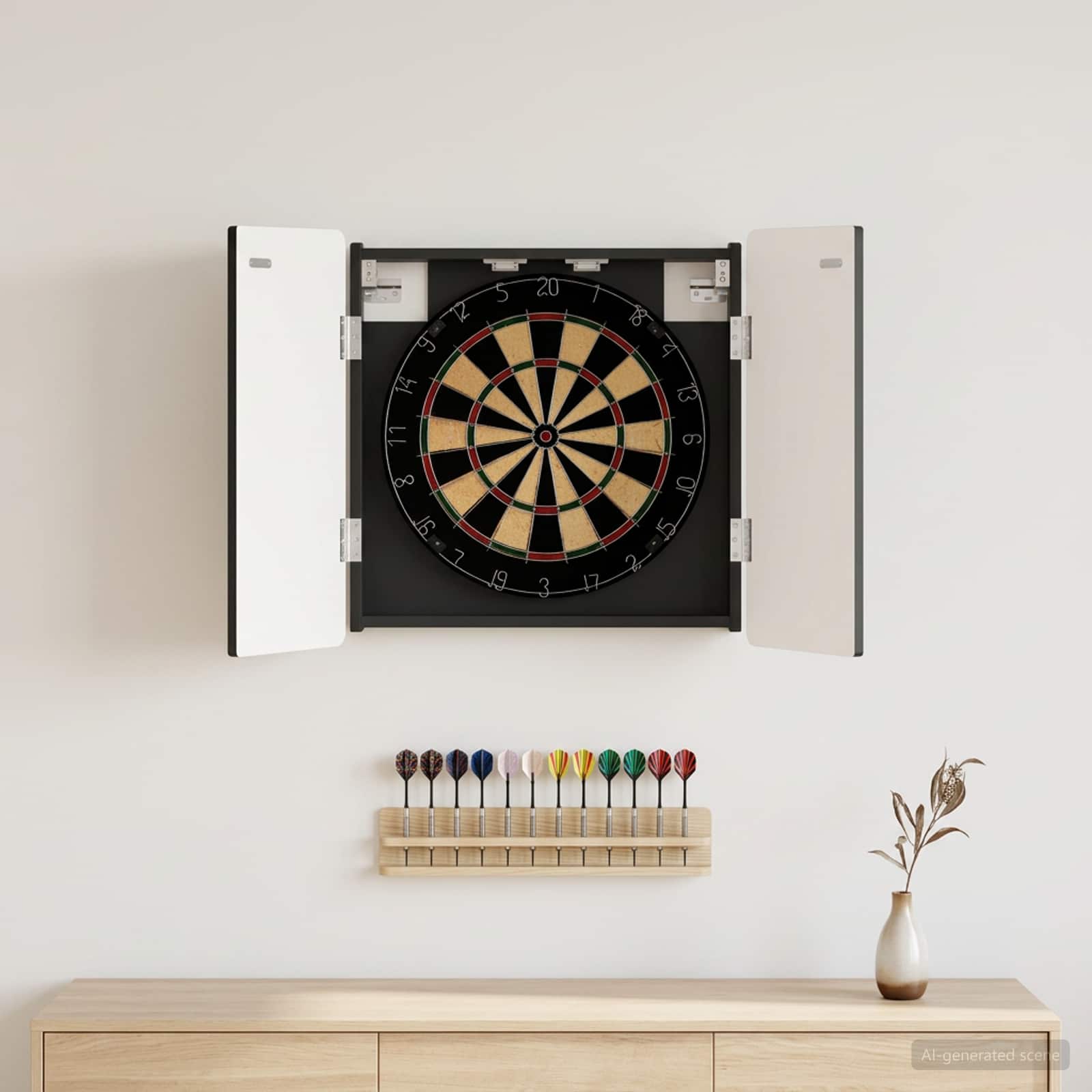 Dartbord Kabinet ZWOLLE Zwart 52,5 x 10,5 x 57,5 cm