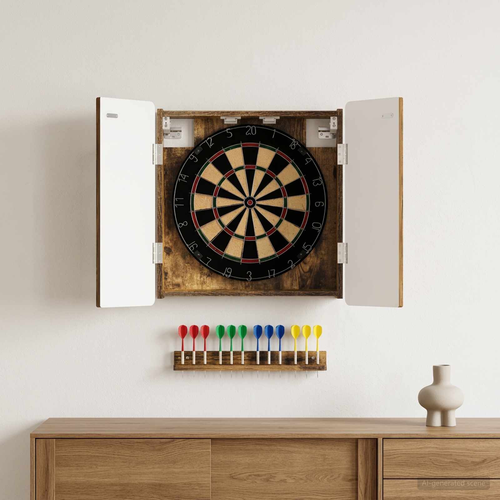 vidaXL Dartboard Skab ZWOLLE Røget eg 52,5 x 10,5 x 57,5 cm