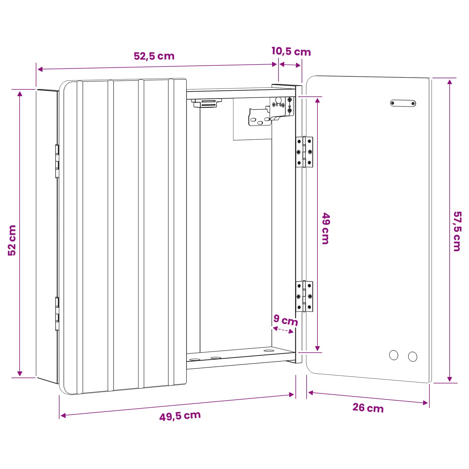 Omara za tarče ZWOLLE Dimljen hrast 52,5 x 10,5 x 57,5 cm - slika 9