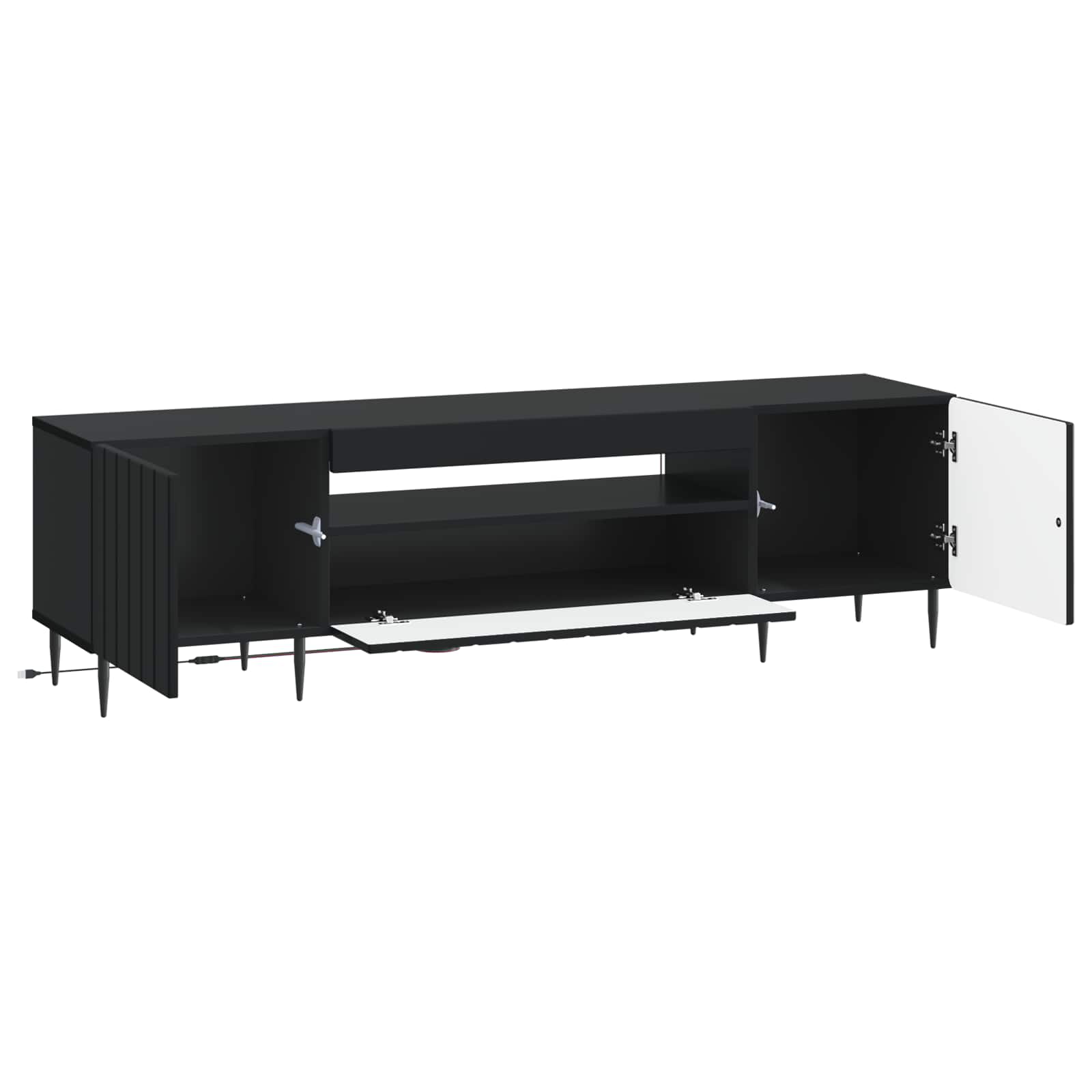 LED TV-kaappi Musta Tekninen puu - Image 3