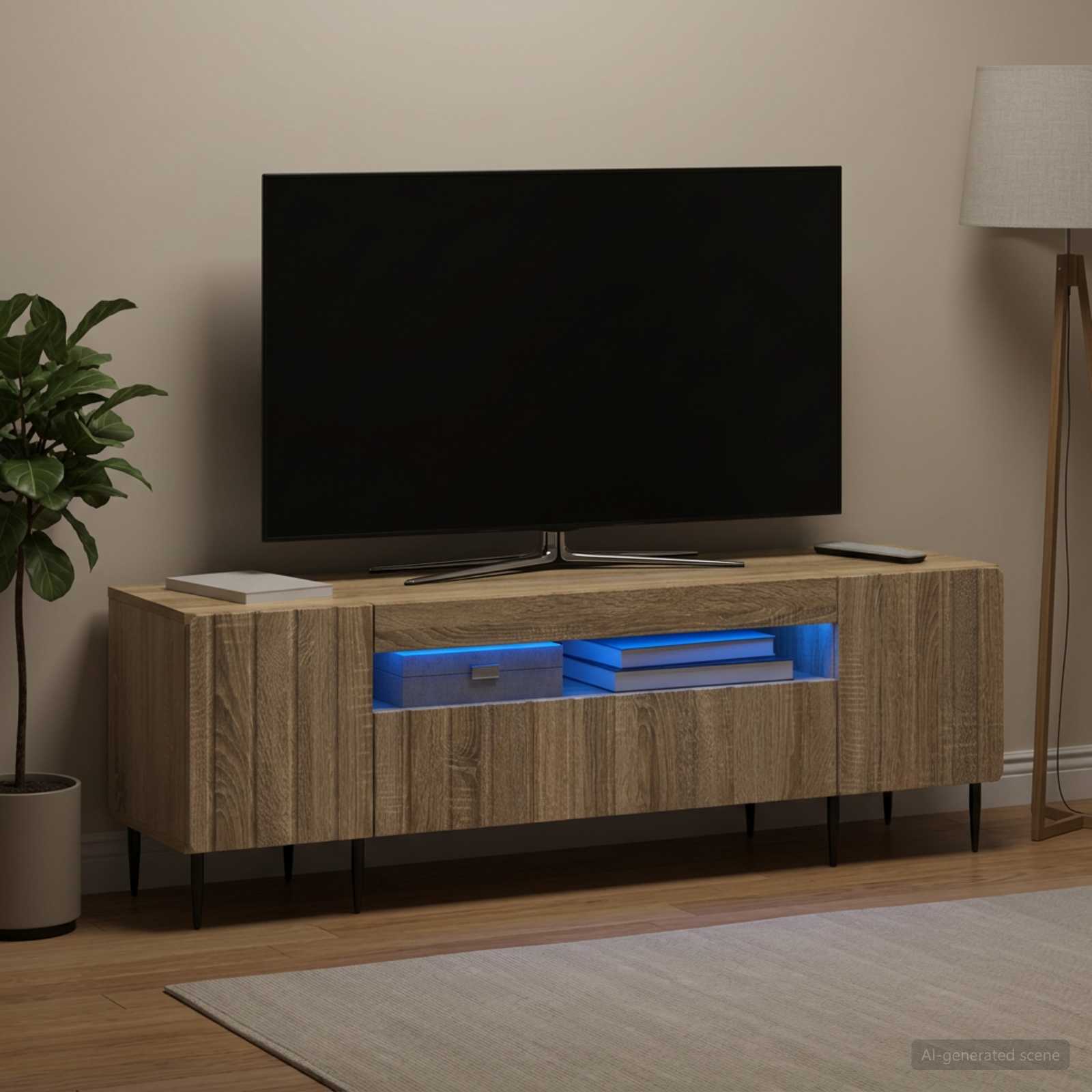 LED TV-kaappi Sonoma-tammi Tekninen puu