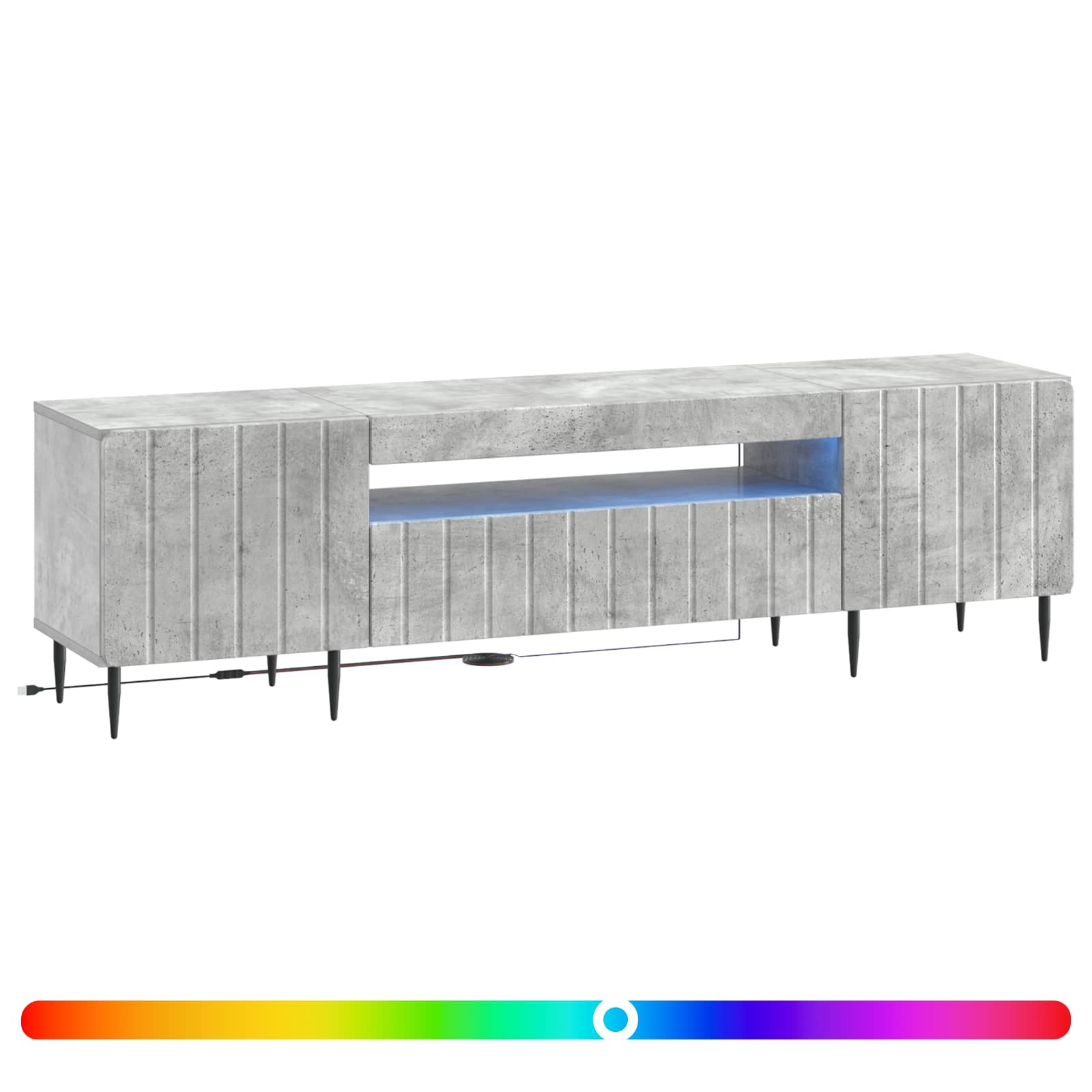 LED TV-kaappi Betoninharmaa Tekninen puu - Image 2