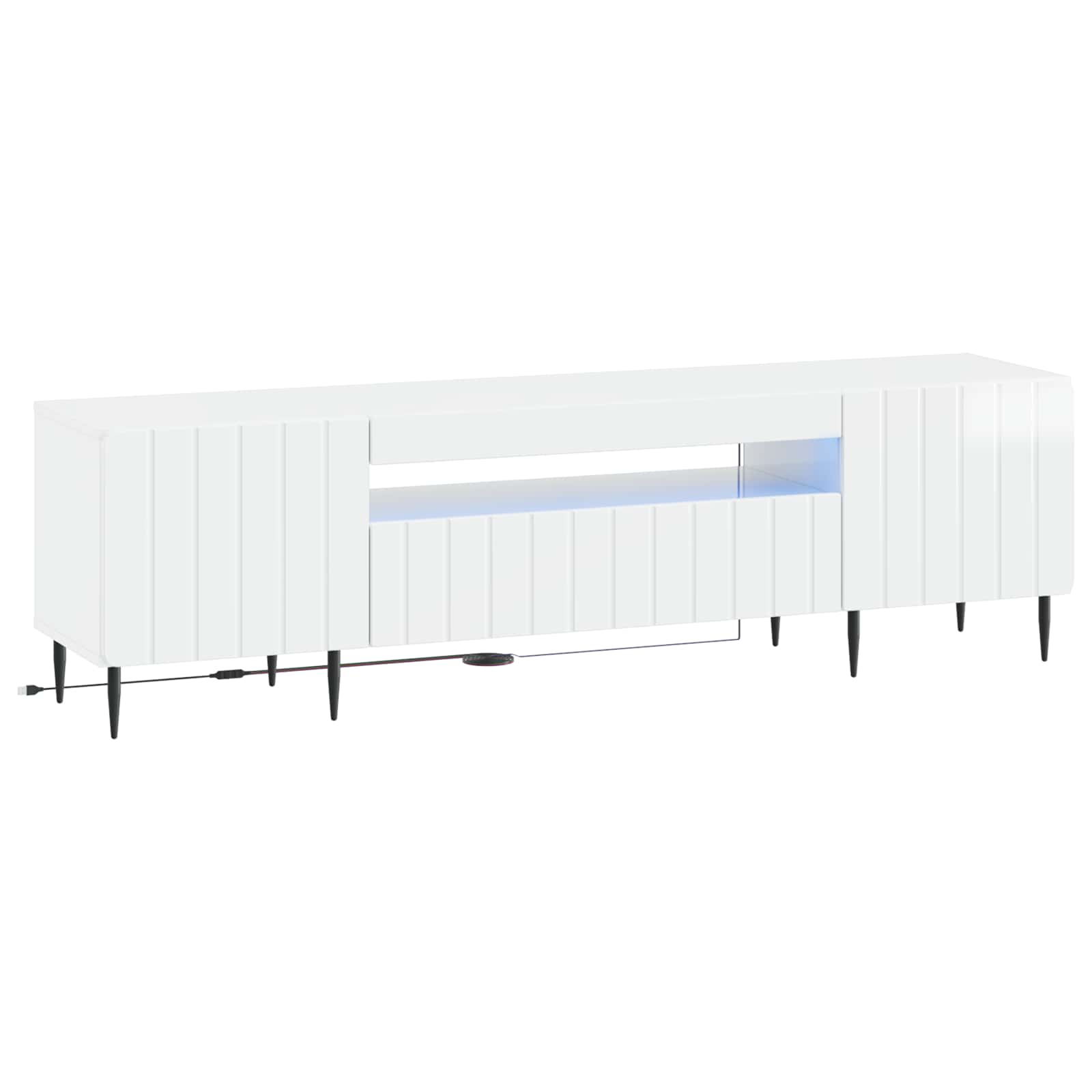 LED TV-kaappi Korkeakiiltoinen valkoinen Tekninen puu
