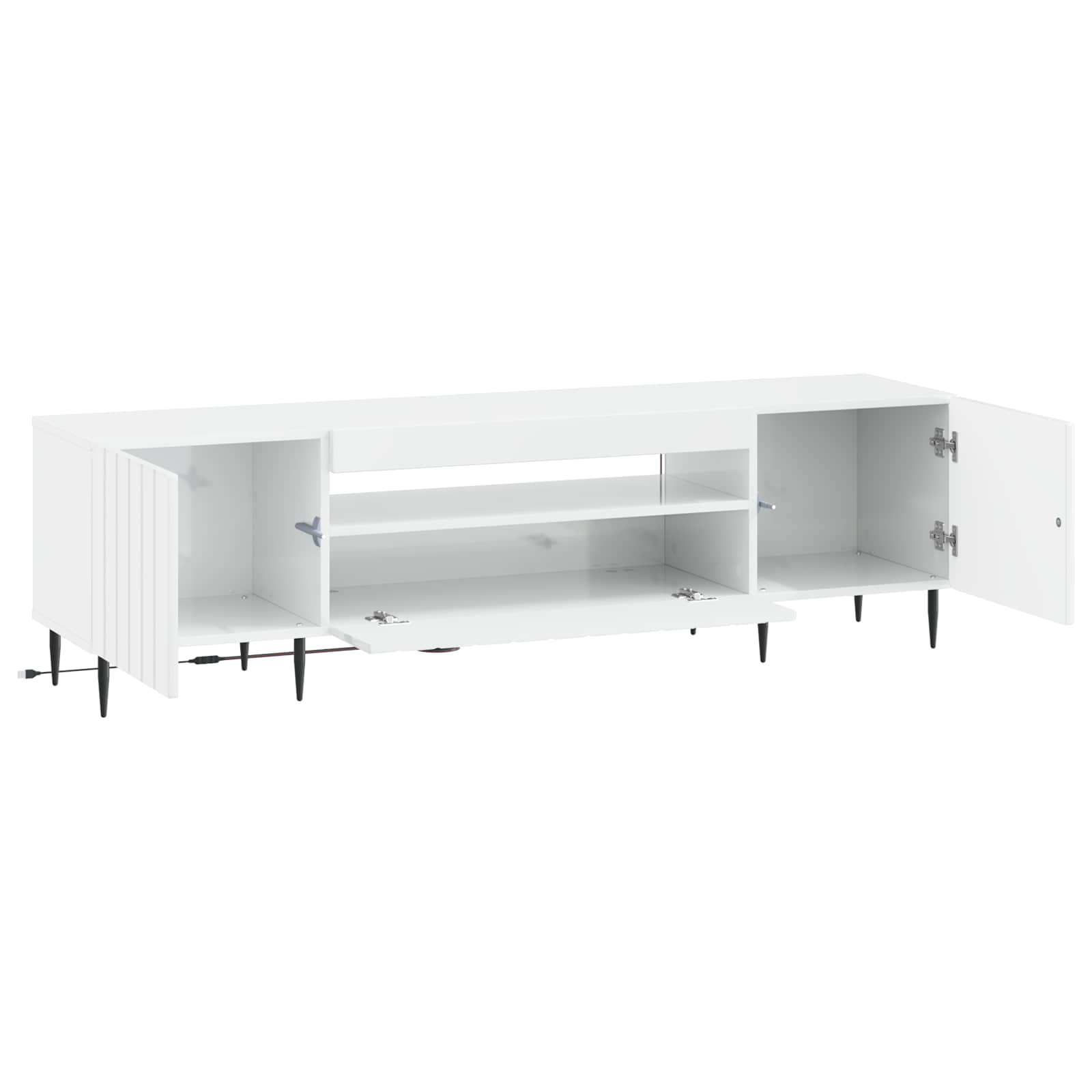LED TV-kaappi Korkeakiiltoinen valkoinen Tekninen puu - Image 3