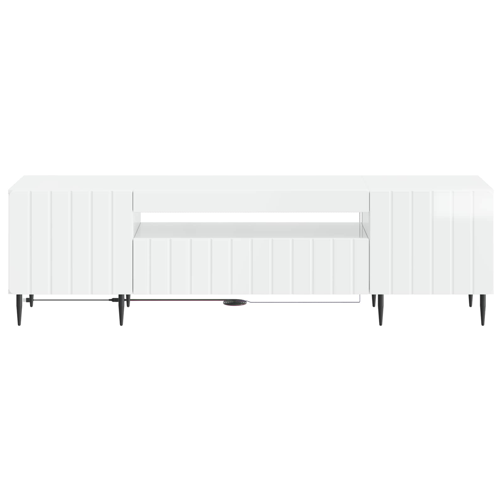LED TV-kaappi Korkeakiiltoinen valkoinen Tekninen puu - Image 4