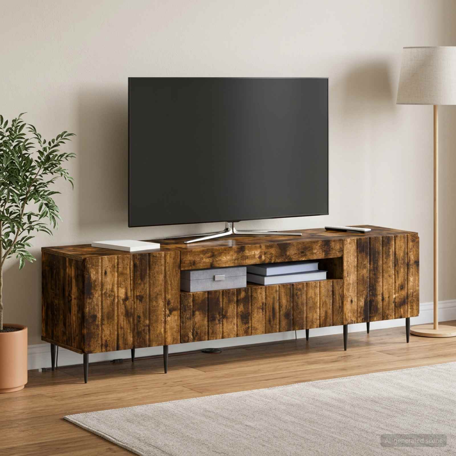 LED TV-kaappi ZWOLLE Savutammi Tekninen puu