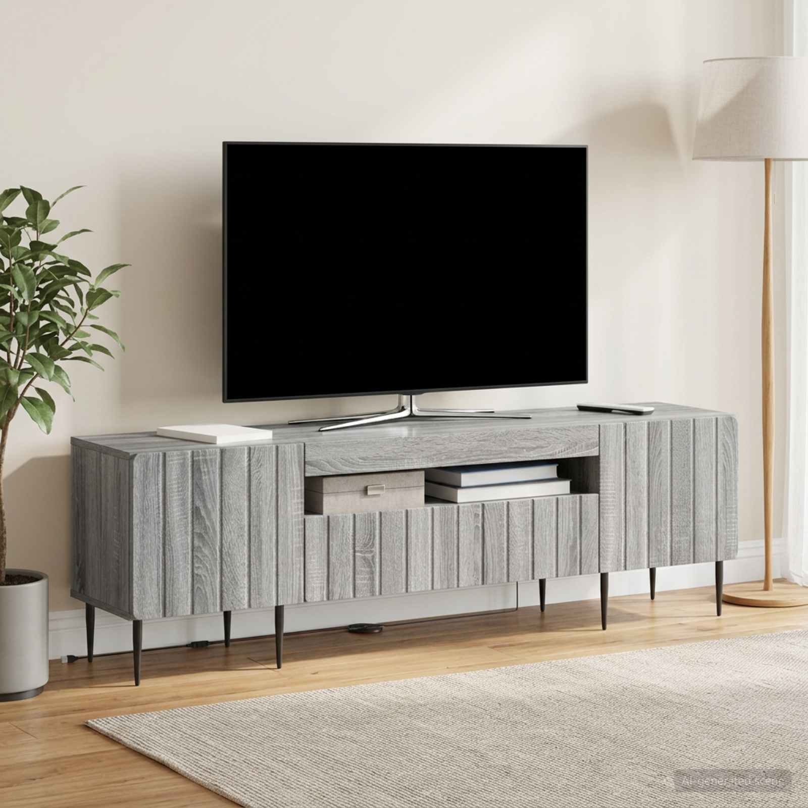 LED TV-kaappi Harmaa Sonoma Tekninen puu