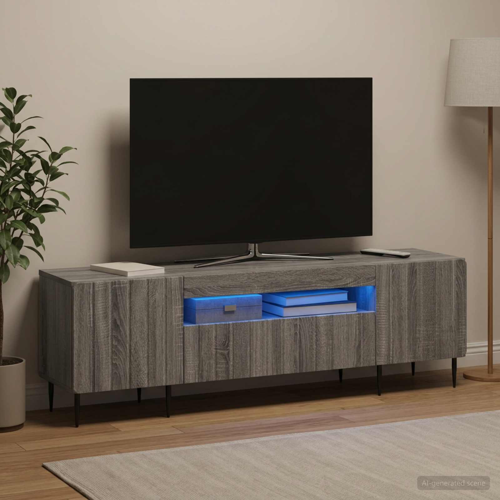 LED TV-kaappi ZWOLLE 153 x 35 x 43 cm Harmaa Sonoma - Image 4