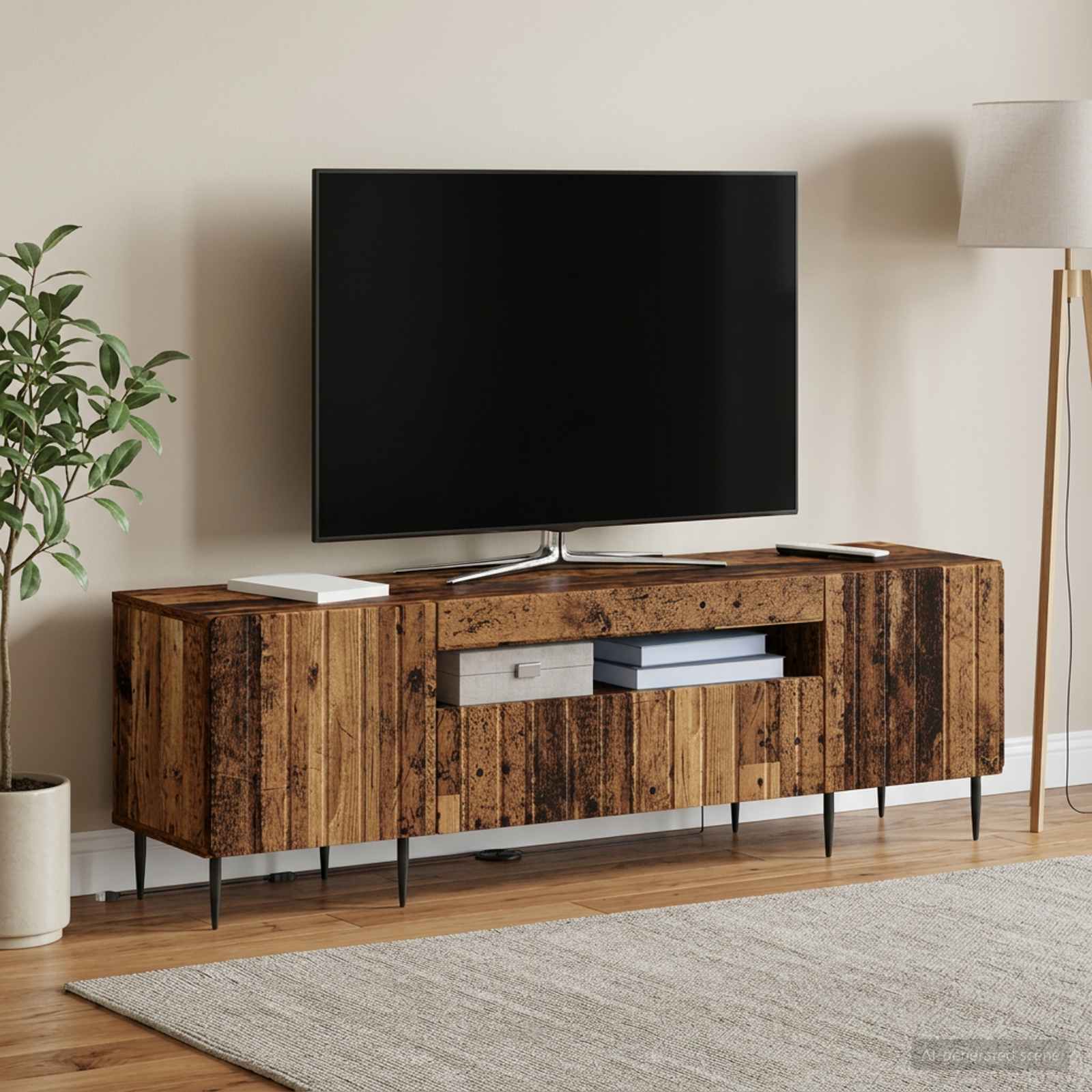 LED TV-kaappi Vanha puu Tekninen puu