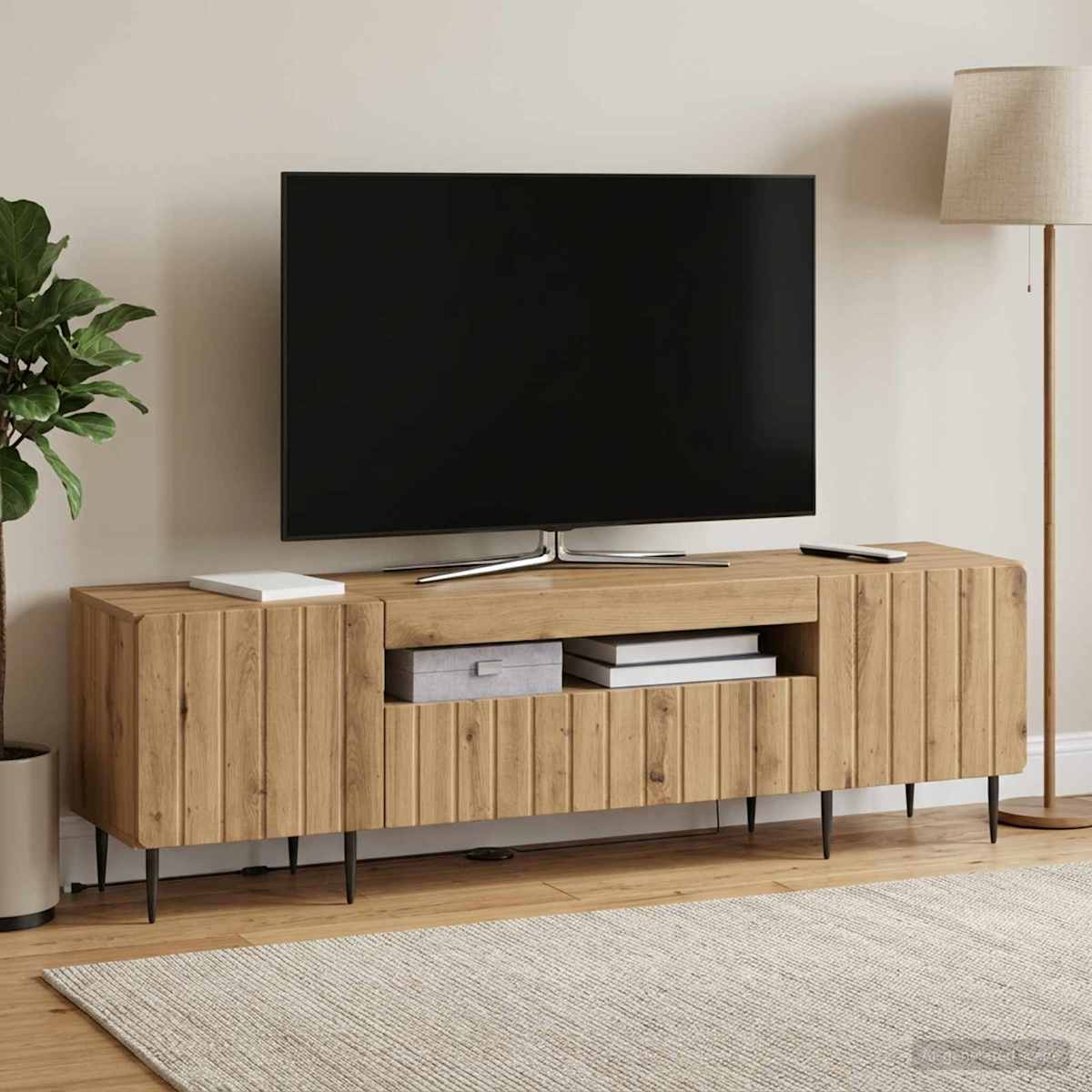 LED TV-skab ZWOLLE 153 x 35 x 43 cm Konstrueret træ