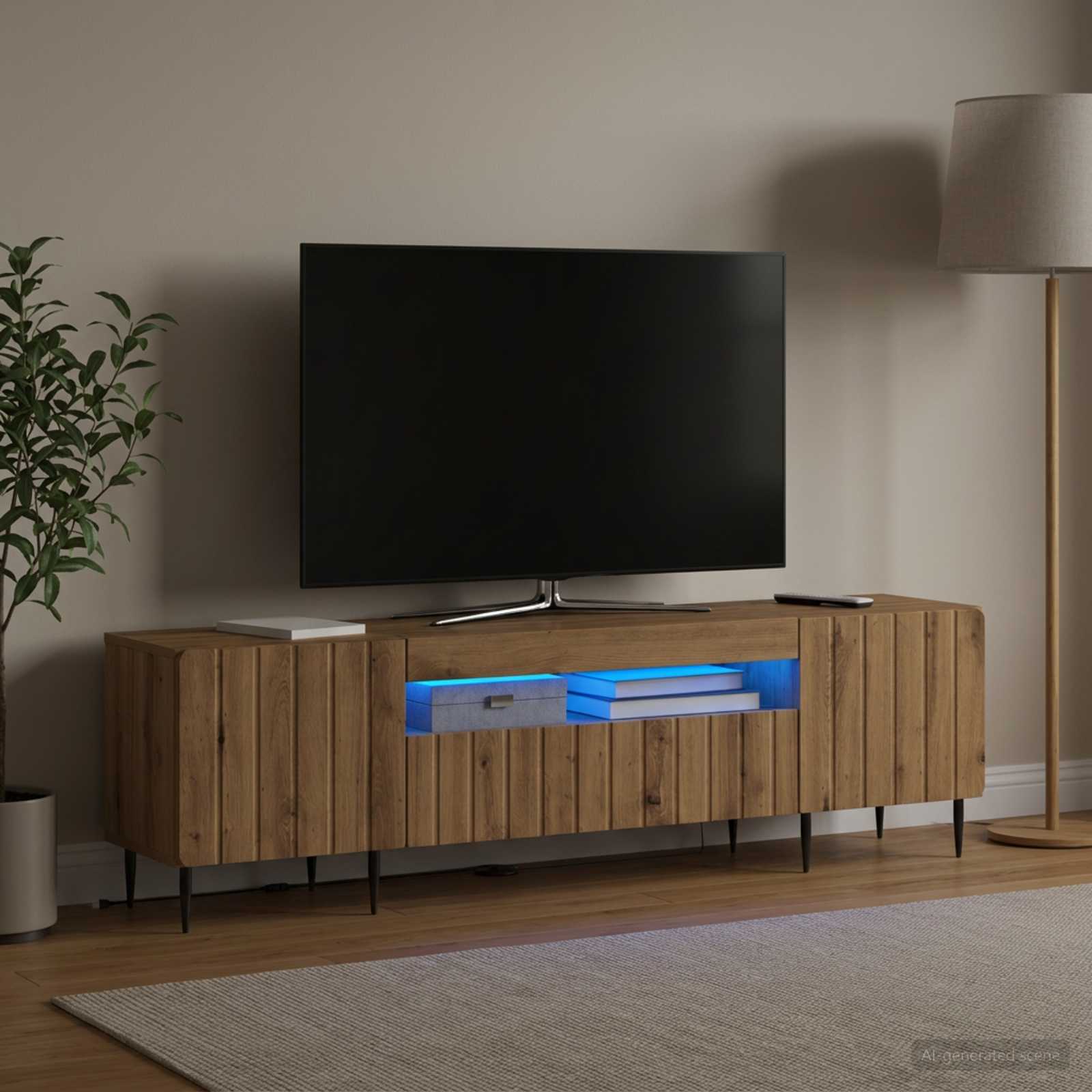 LED TV-kaappi ZWOLLE 153 x 35 x 43 cm Artisaanitammi - Image 4
