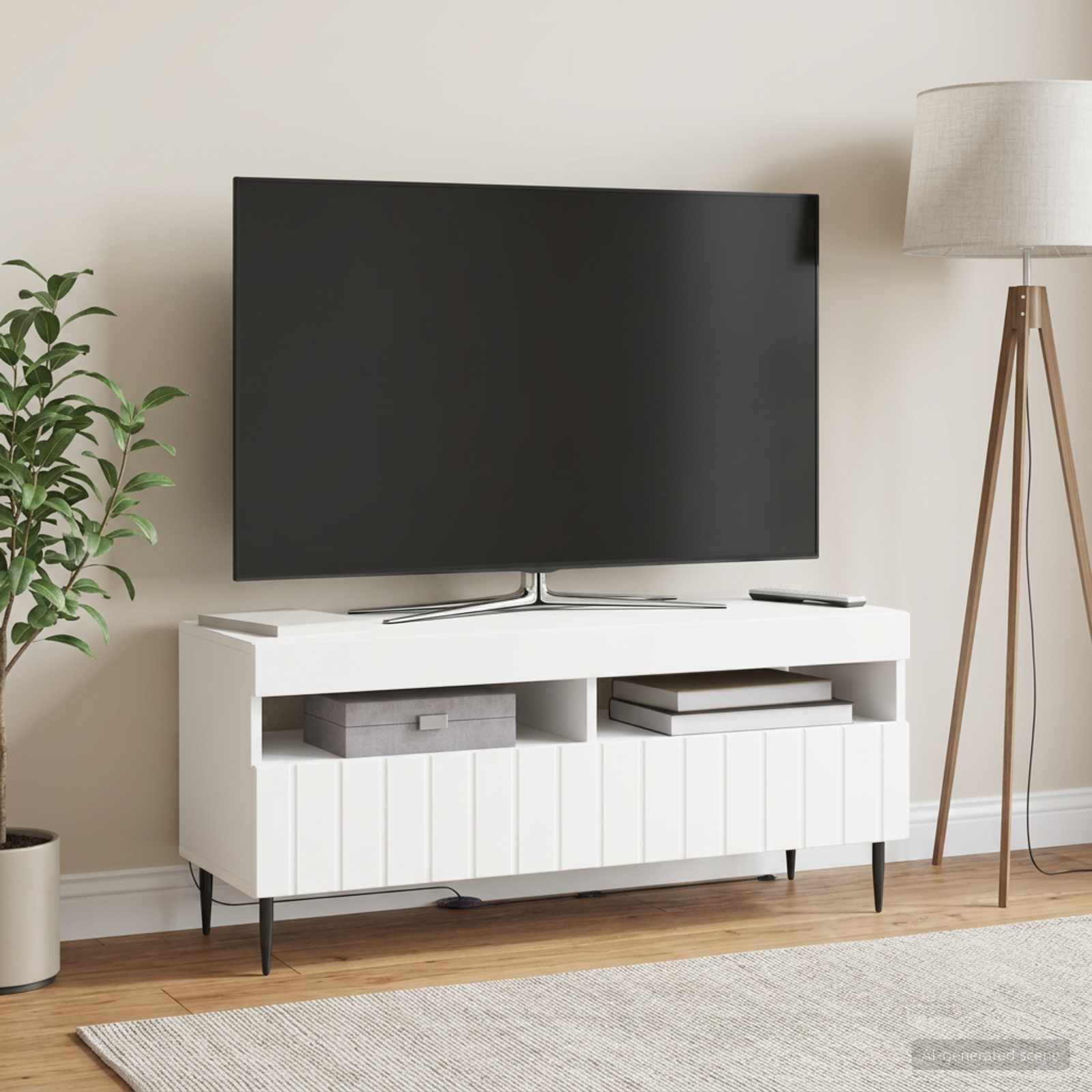LED TV-kaappi valkoinen Tekninen puu