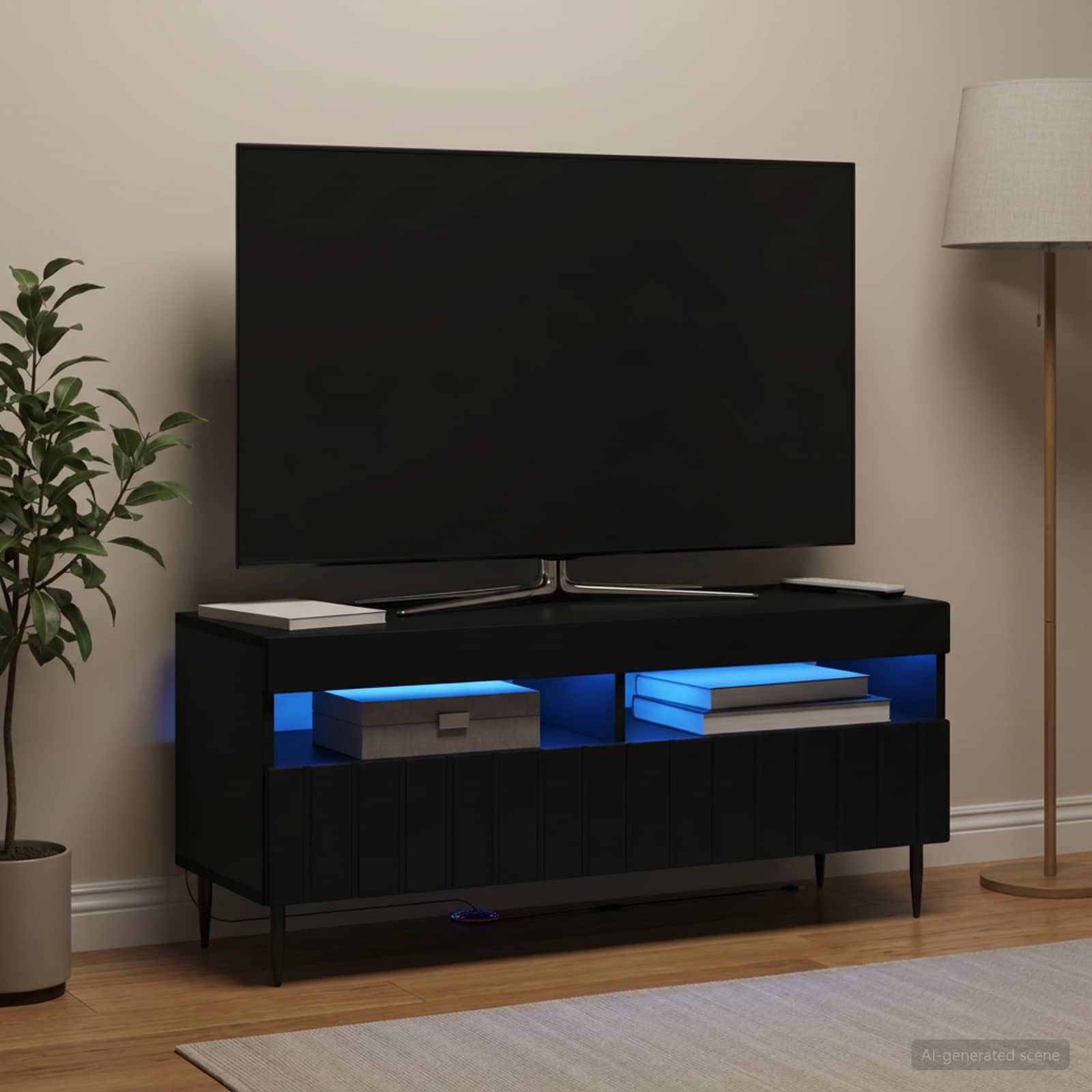 LED TV-kaappi ZWOLLE 100 x 35 x 43 cm Musta Tekninen puu - Image 4
