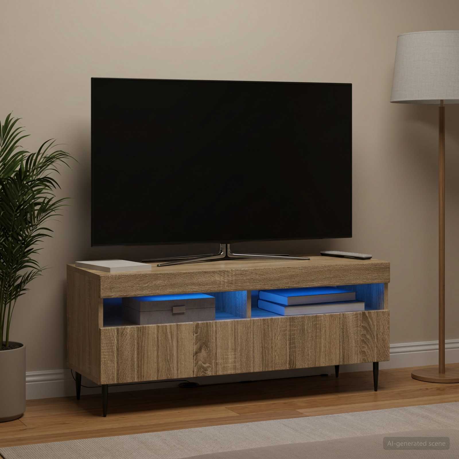LED TV-kaappi Sonoma-tammi Tekninen puu