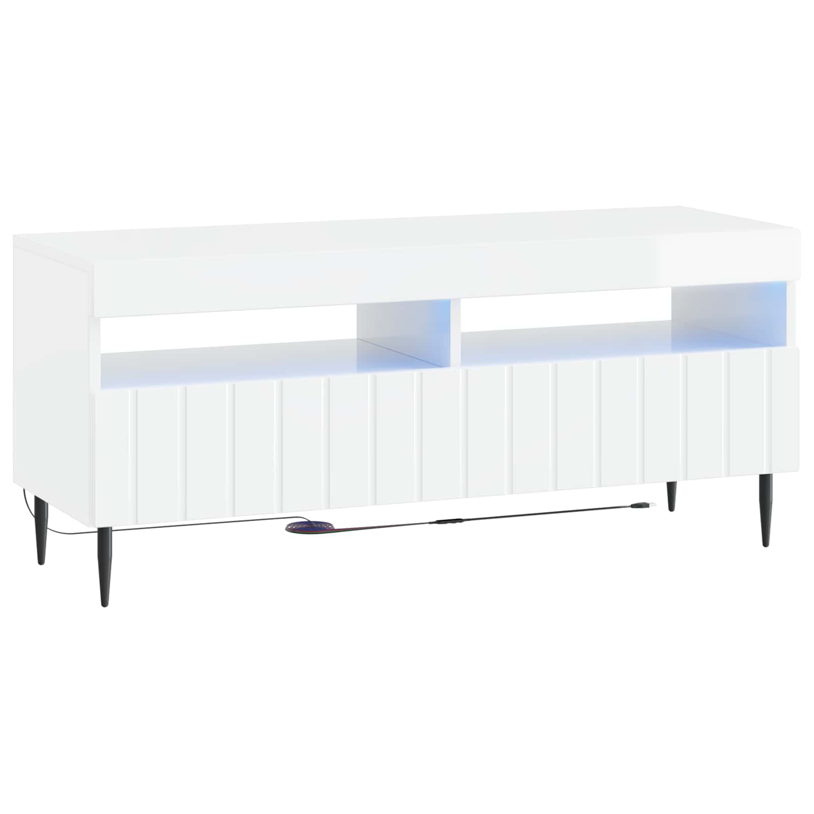 LED TV-kaappi Korkeakiiltoinen valkoinen Tekninen puu