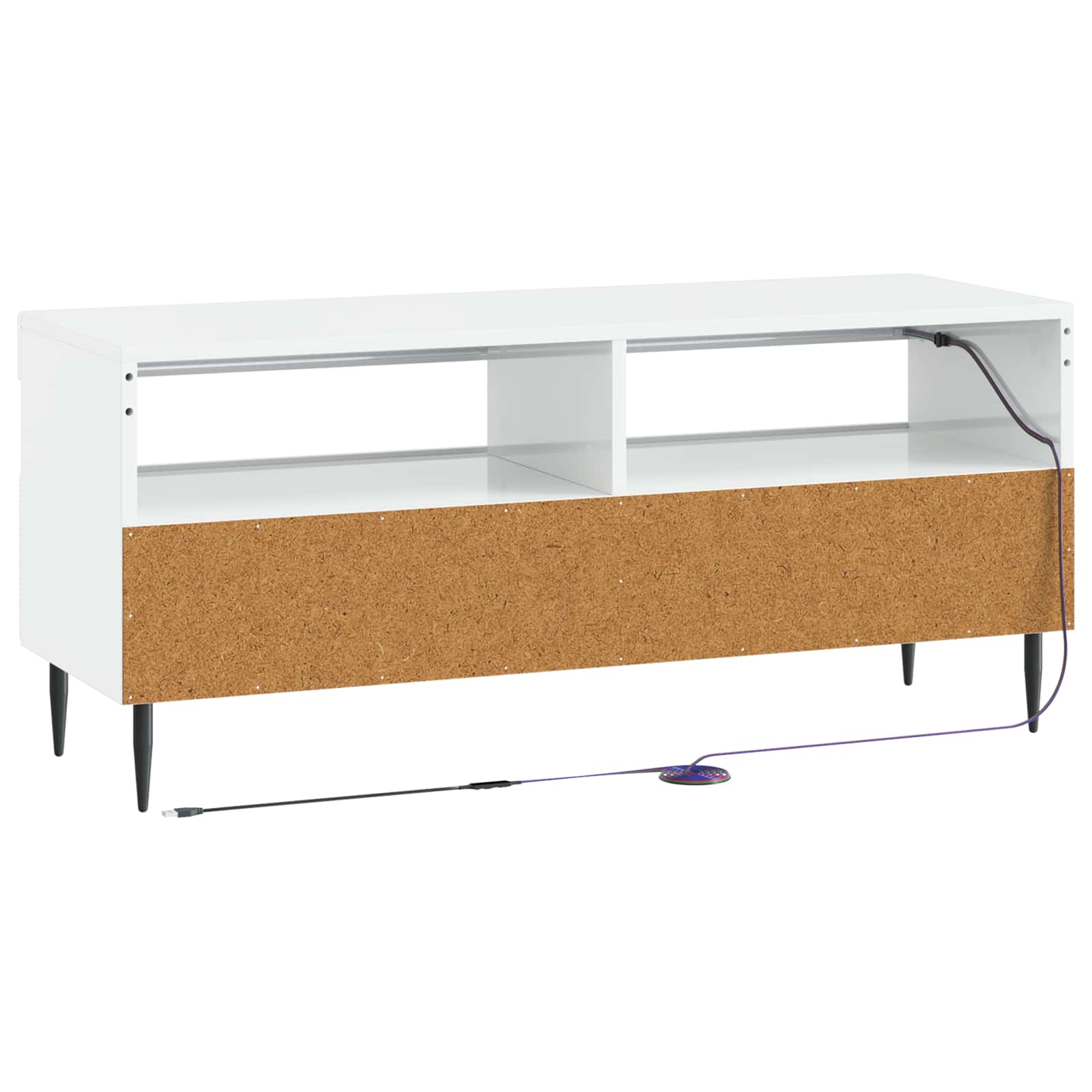 LED TV-kaappi Korkeakiiltoinen valkoinen Tekninen puu - Image 6