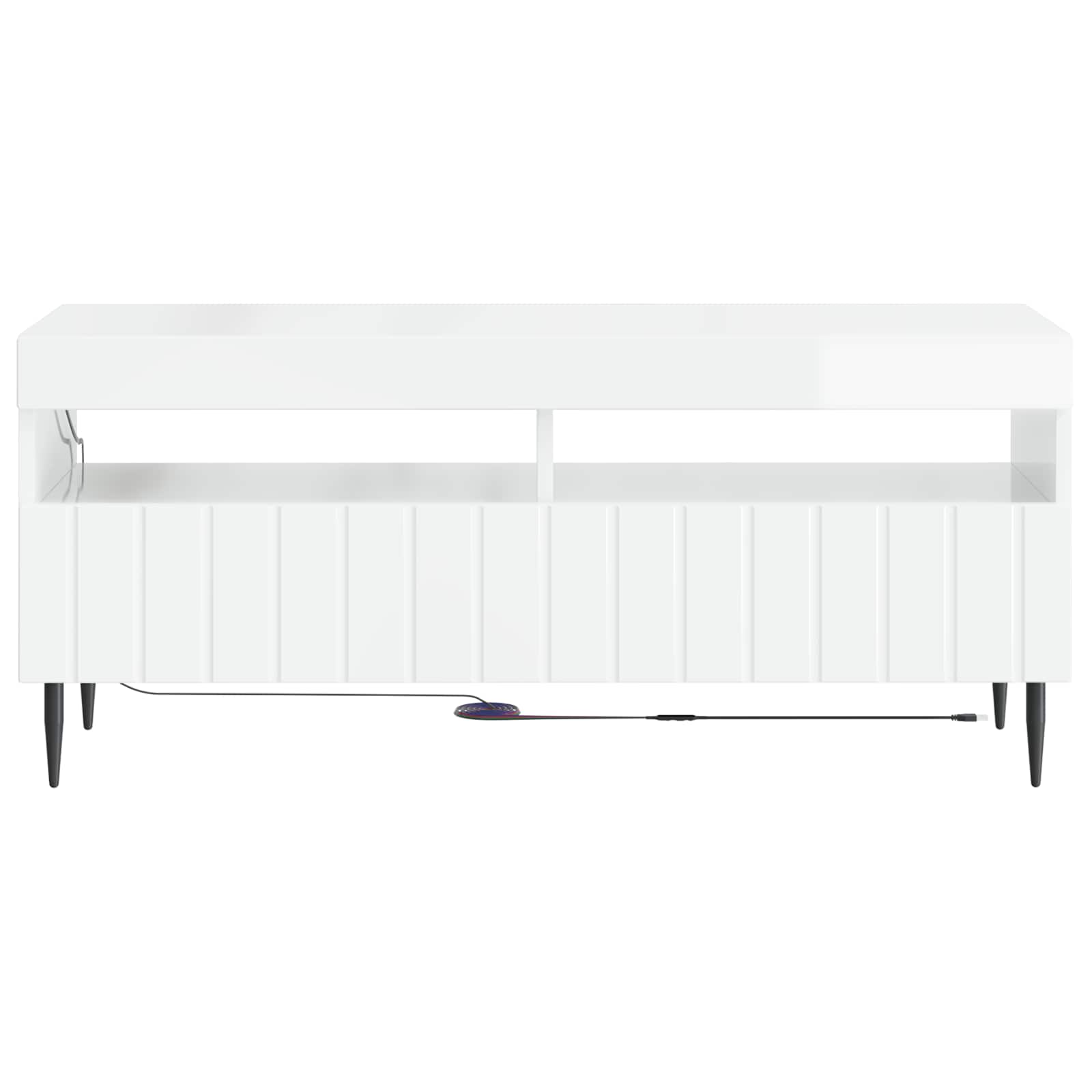 LED TV-kaappi Korkeakiiltoinen valkoinen Tekninen puu - Image 4