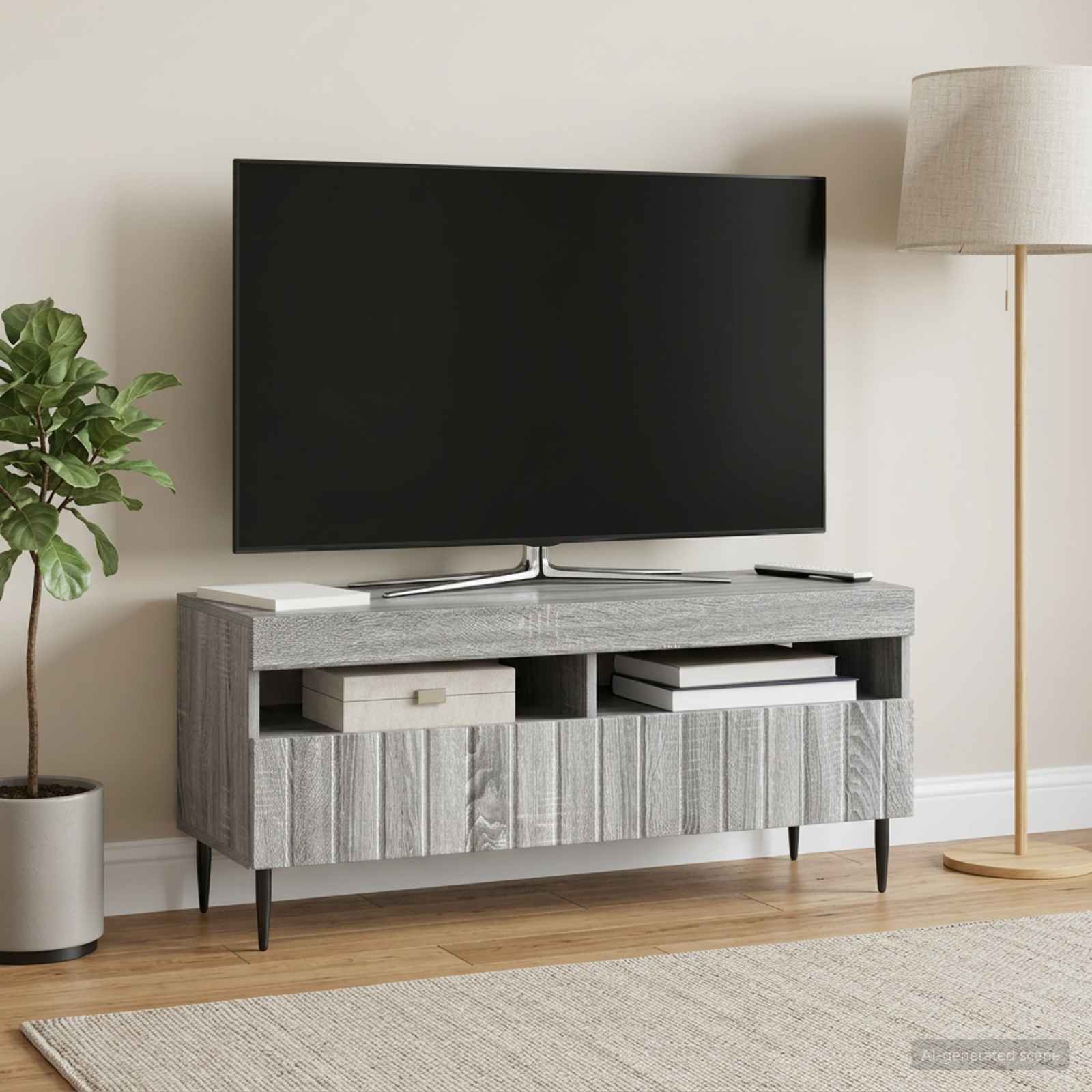 LED TV-kaappi ZWOLLE 100 x 35 x 43 cm Harmaa Sonoma - Image 4