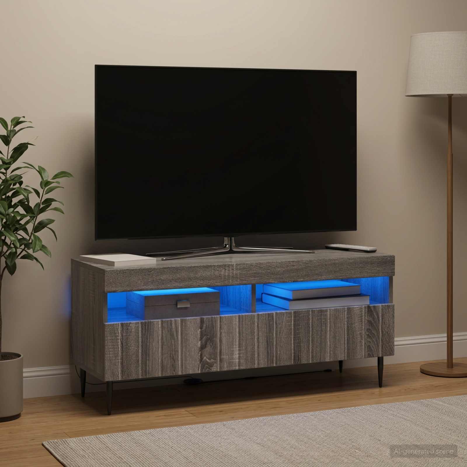 LED TV-kaappi Harmaa Sonoma Tekninen puu