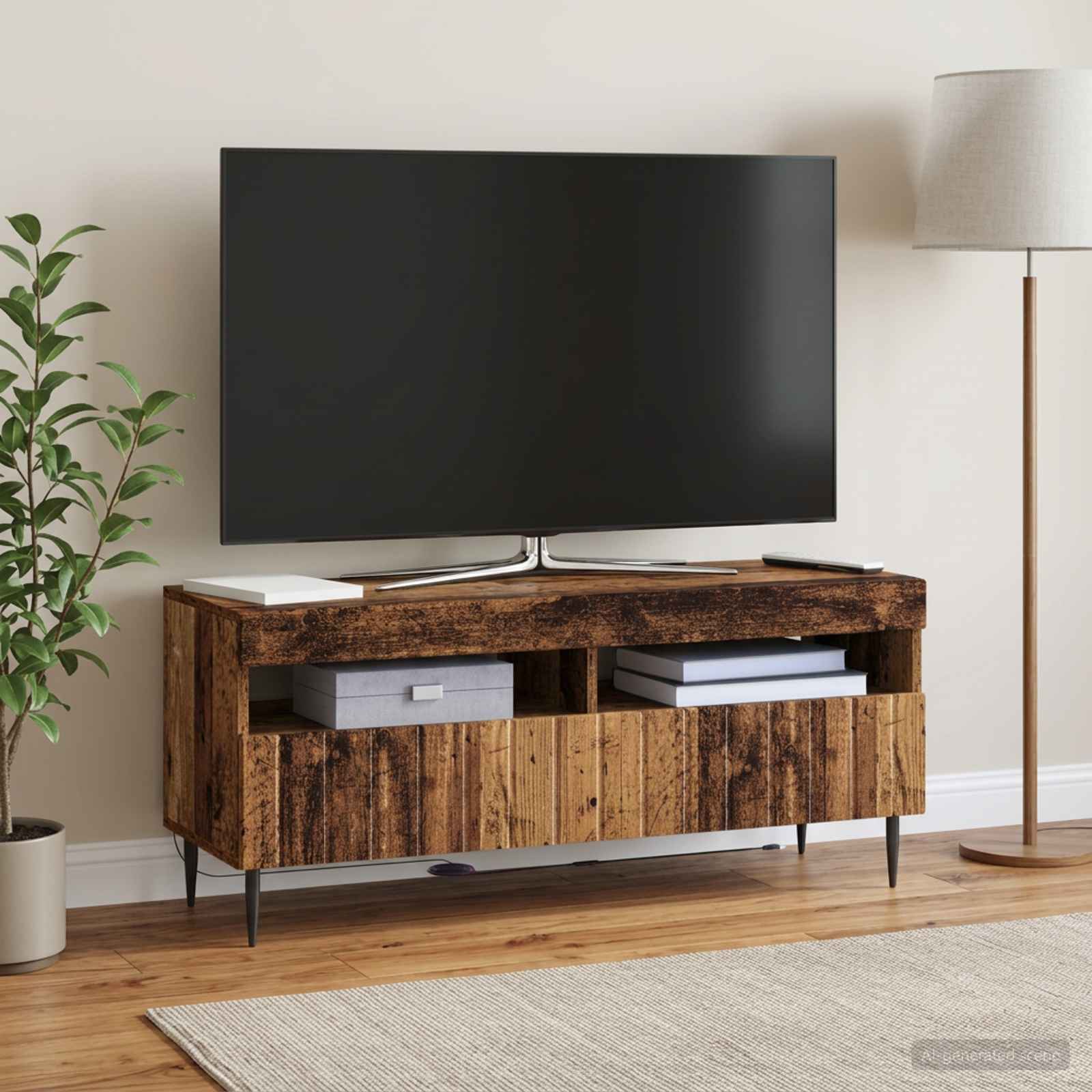 LED TV-kaappi Vanha puu Tekninen puu