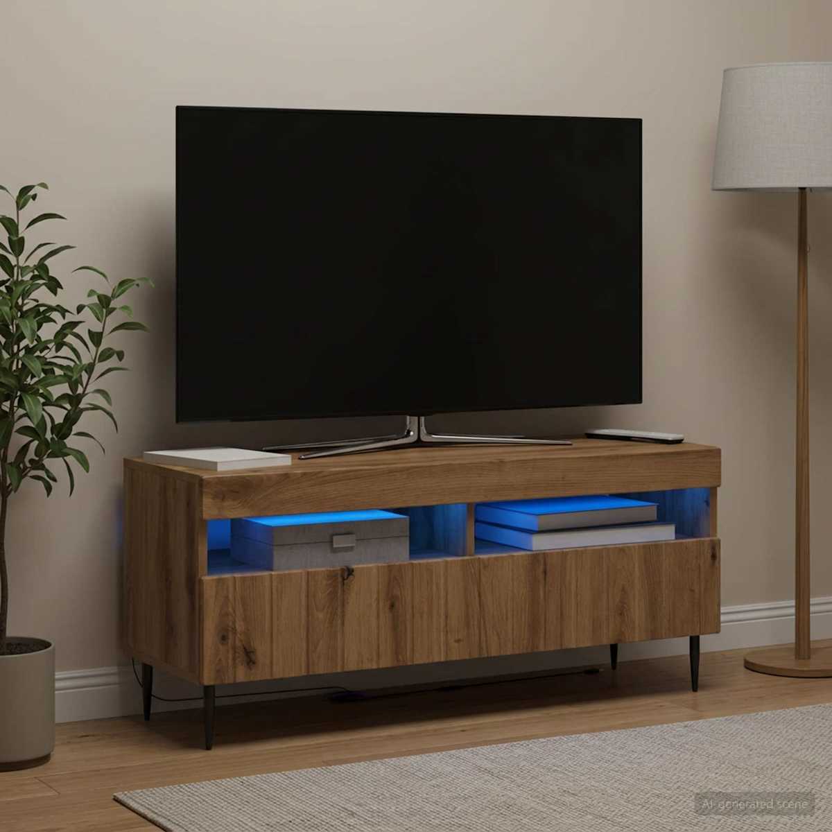 LED TV-skab ZWOLLE 100 x 35 x 43 cm Konstrueret træ - Billede 4