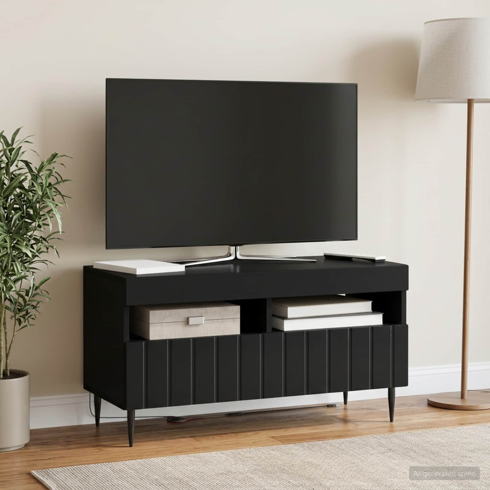 LED TV-kaappi ZWOLLE 81 x 35 x 43 cm Musta Tekninen puu - Image 4