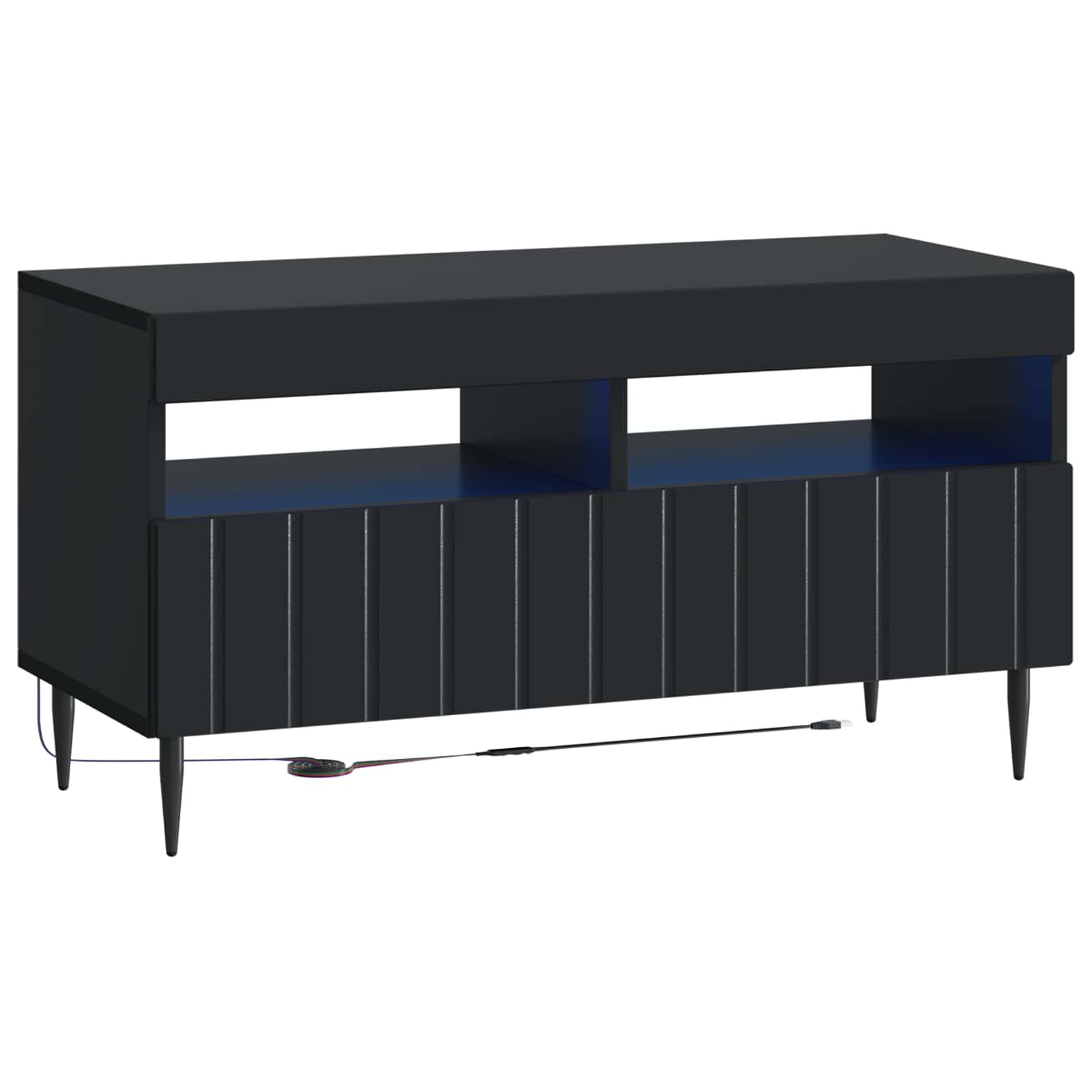 LED TV-kaappi Musta Tekninen puu