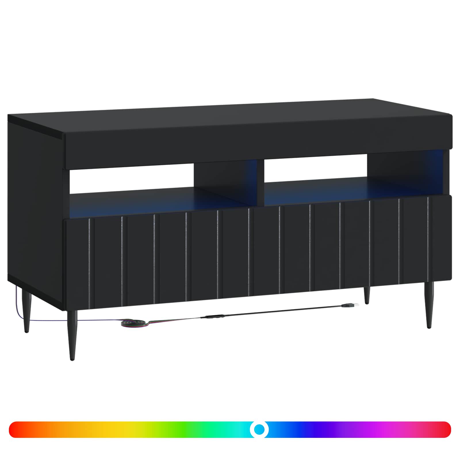 LED TV-kaappi Musta Tekninen puu - Image 2