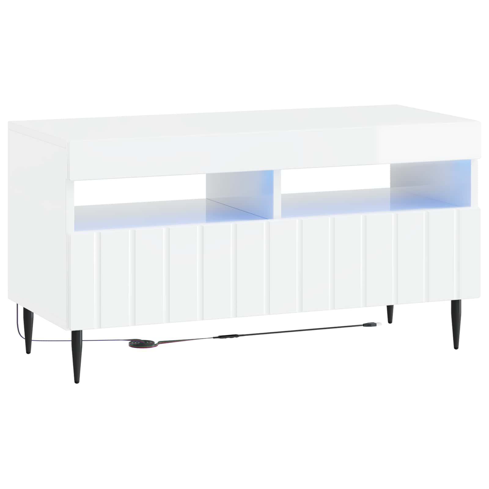 LED TV-kaappi Korkeakiiltoinen valkoinen Tekninen puu
