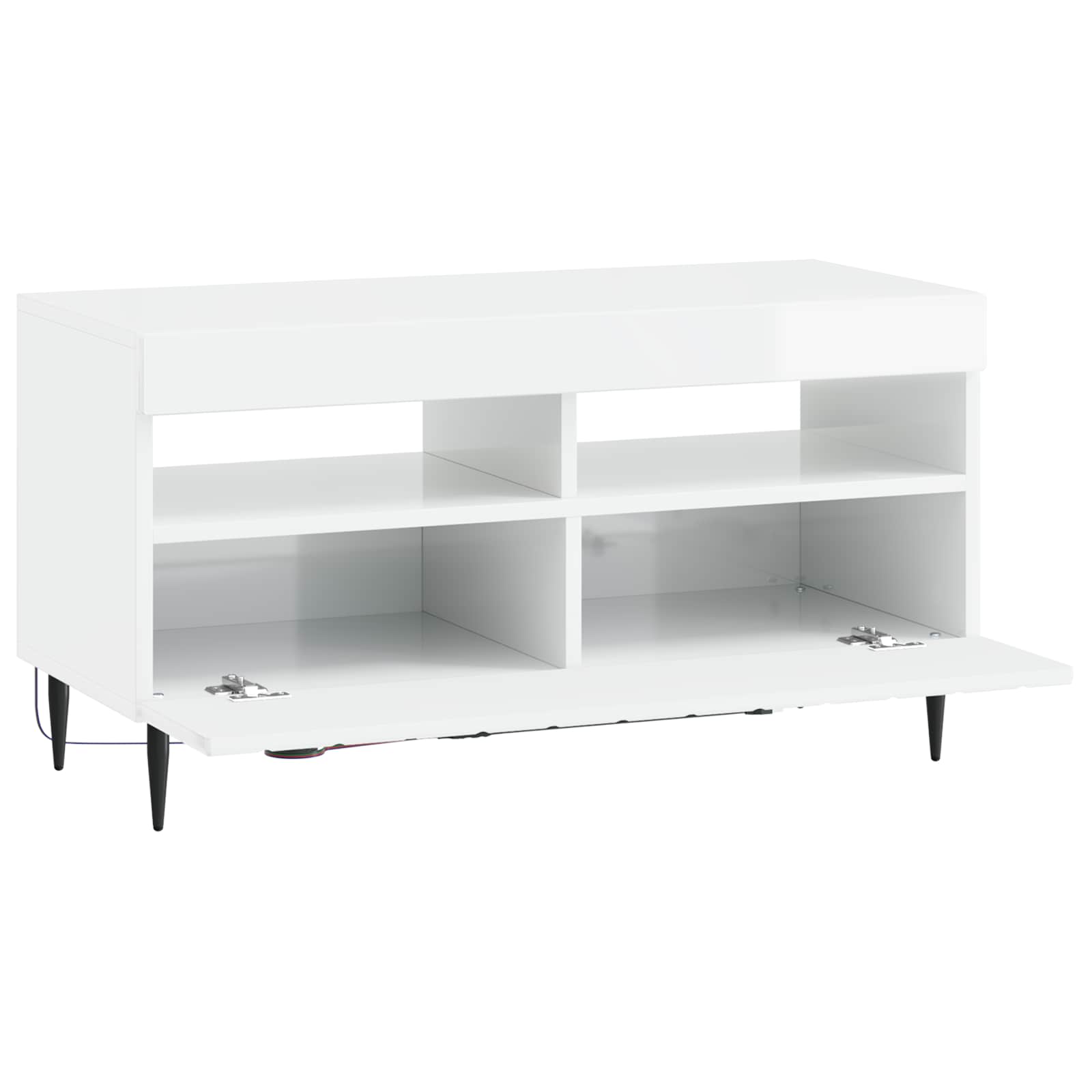 LED TV-kaappi Korkeakiiltoinen valkoinen Tekninen puu - Image 3