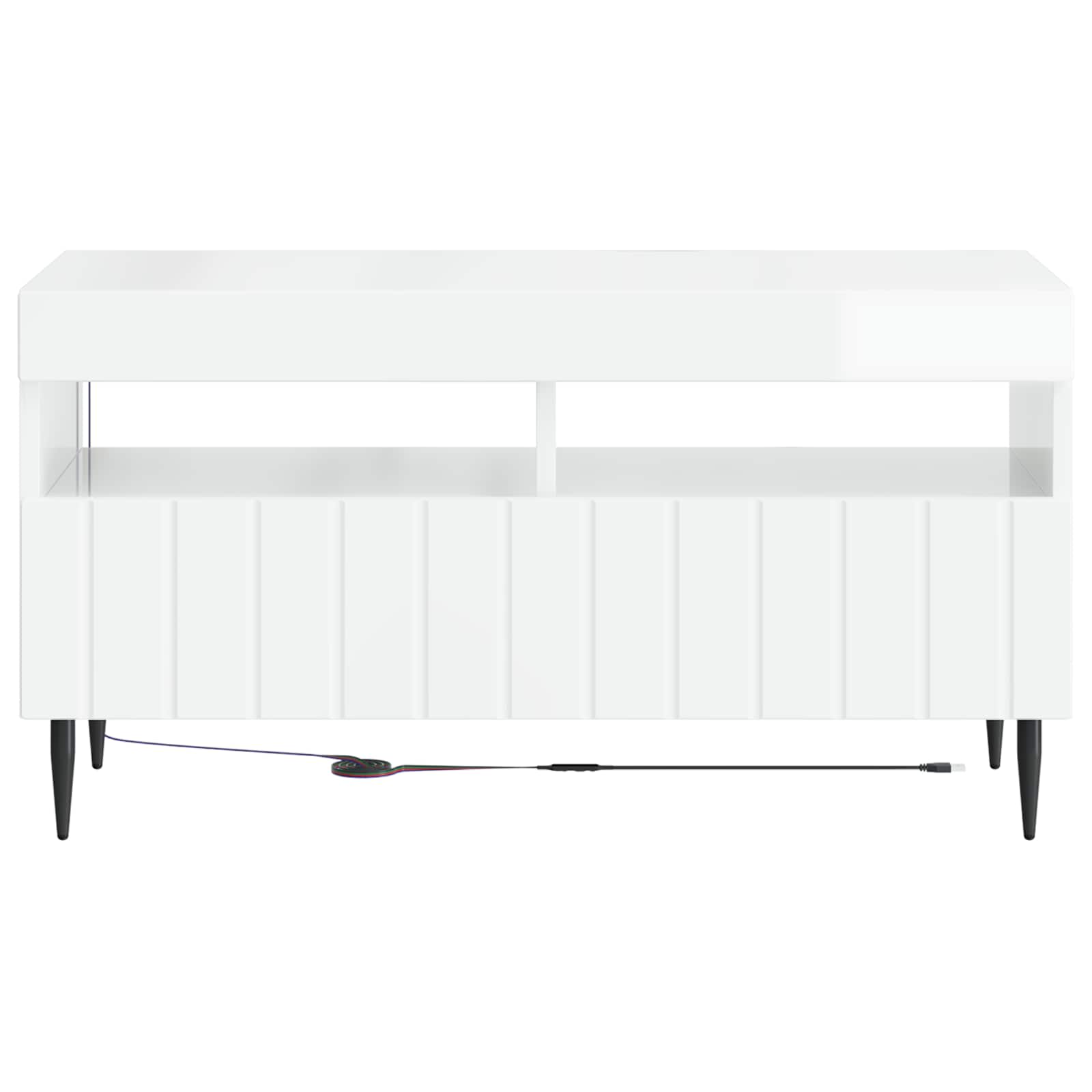 LED TV-kaappi Korkeakiiltoinen valkoinen Tekninen puu - Image 4
