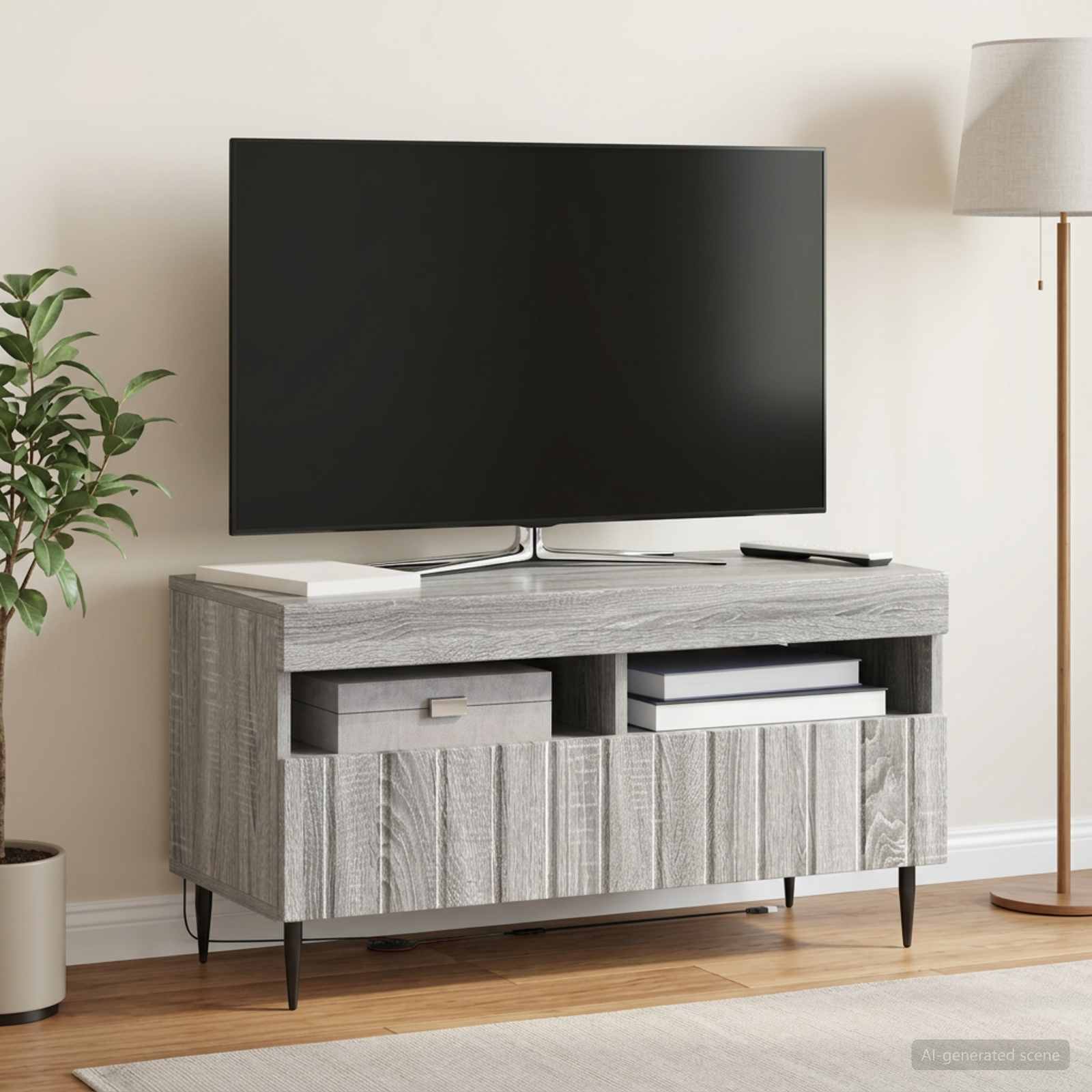 LED TV-kaappi Harmaa Sonoma Tekninen puu