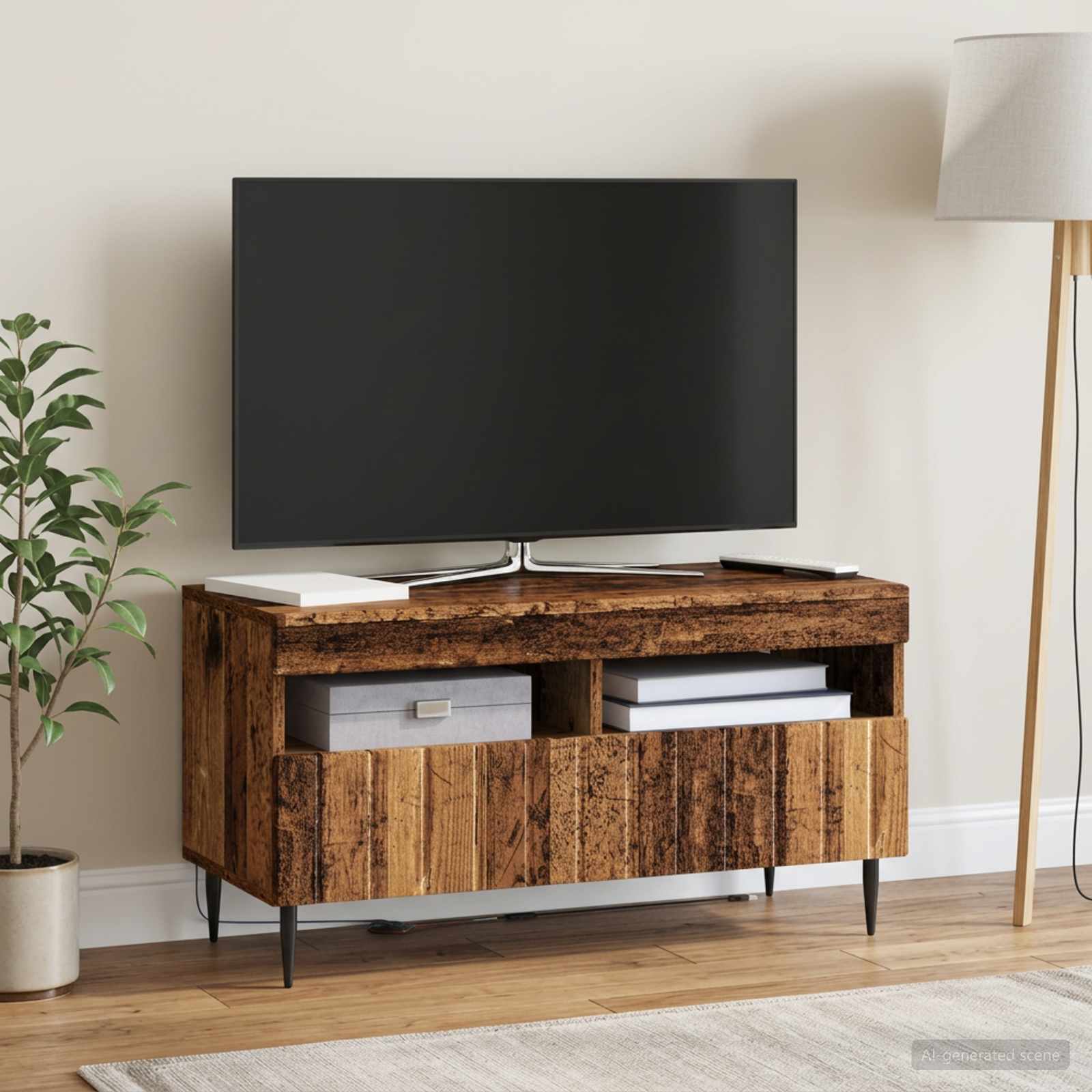 LED TV-kaappi Vanha puu Tekninen puu