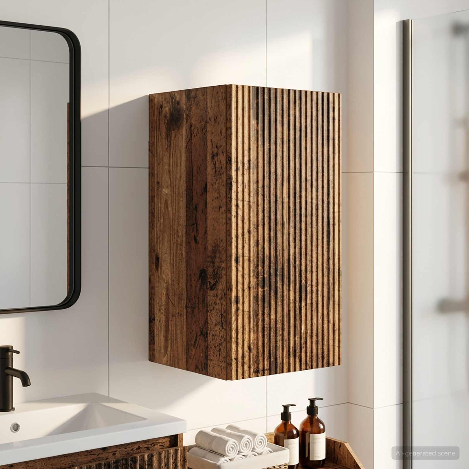 Armario de pared para baño ARNHEM Madera envejecida