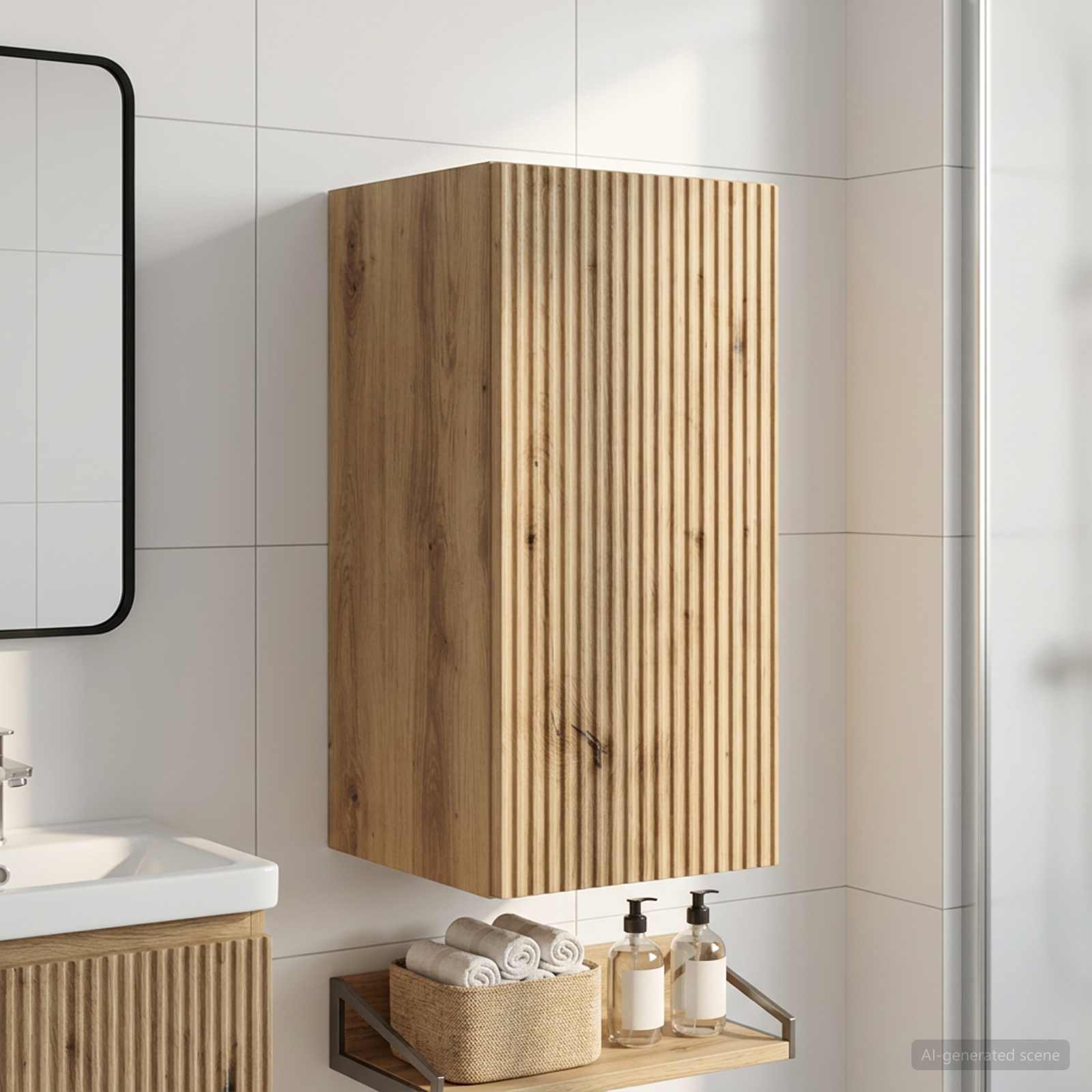 Badkamer wandkast ARNHEM Artisanaal eiken 30 x 31 x 59 cm