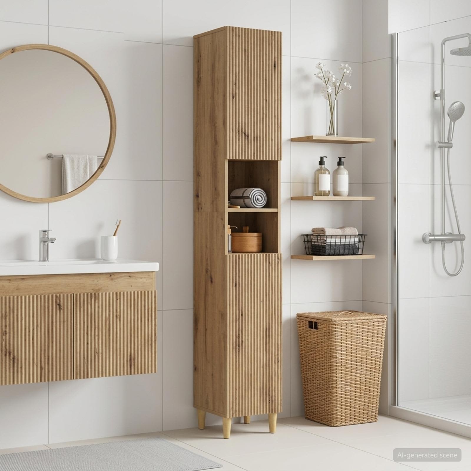 vidaXL Badezimmerschrank mit offenem Regal ARNHEM Artisan-Eiche