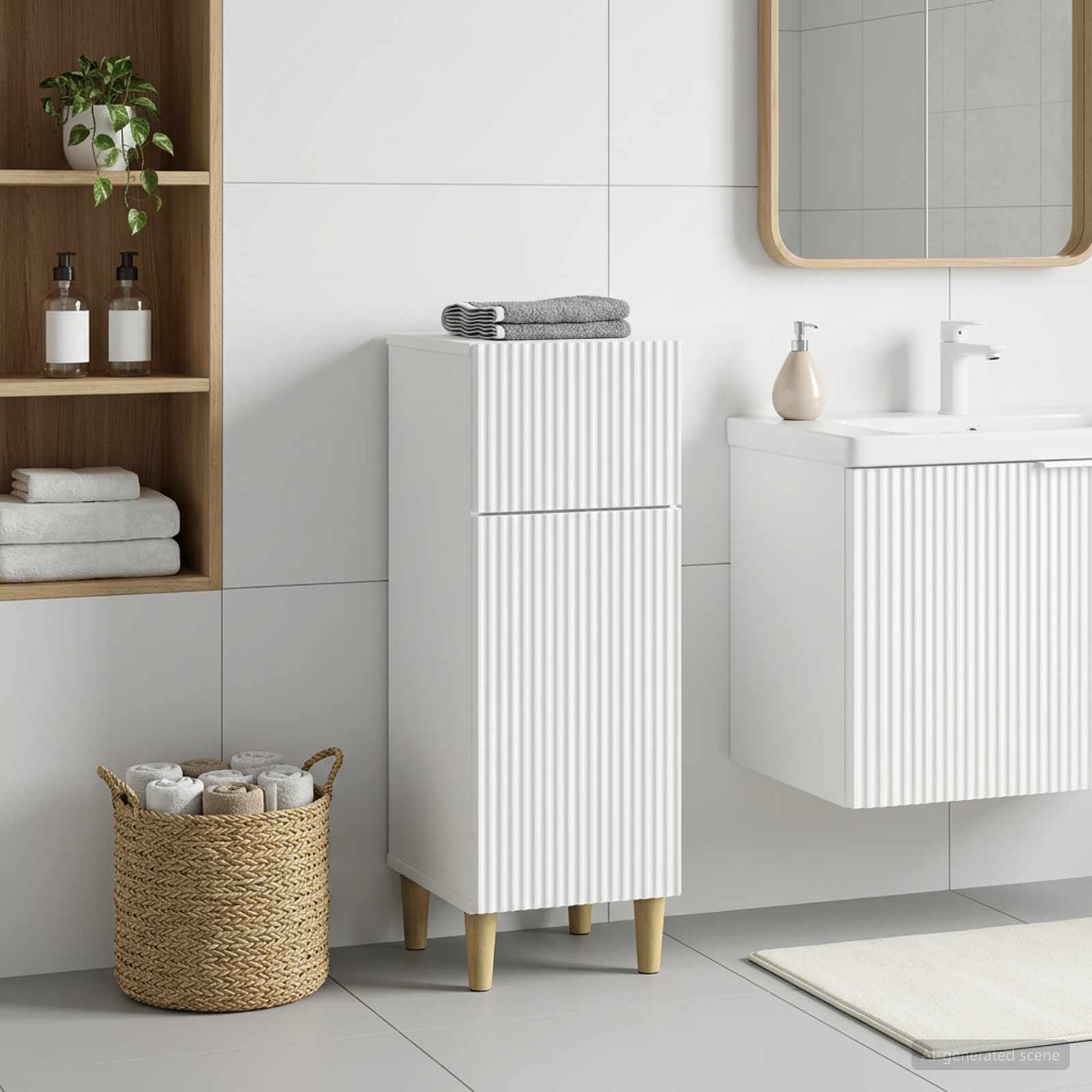 vidaXL Badrumsskrubb ARNHEM Vit 30 x 31 x 80 cm Konstruerat trä